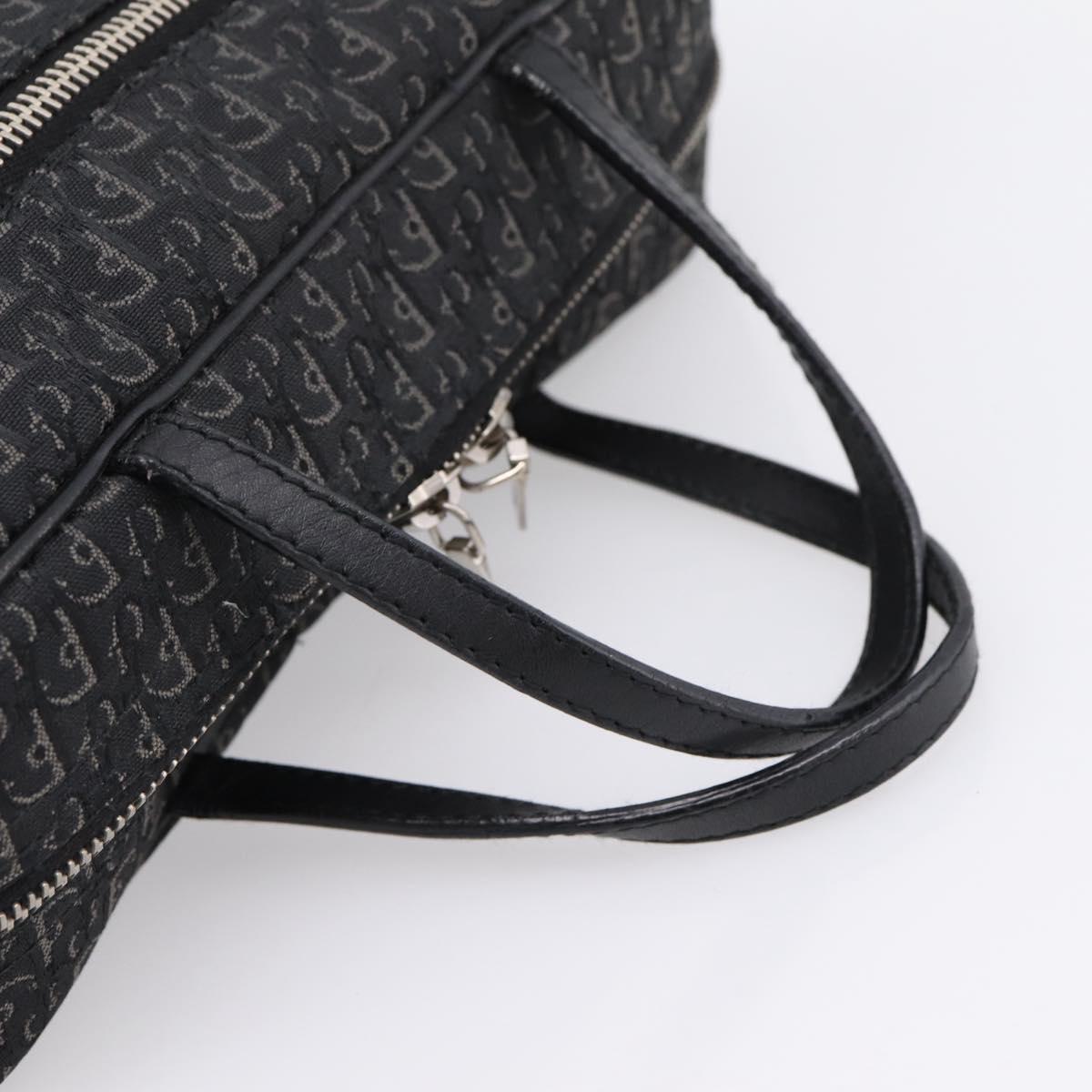 Christian Dior Trotter Canvas Hand Bag Black Silver Auth hk4206A