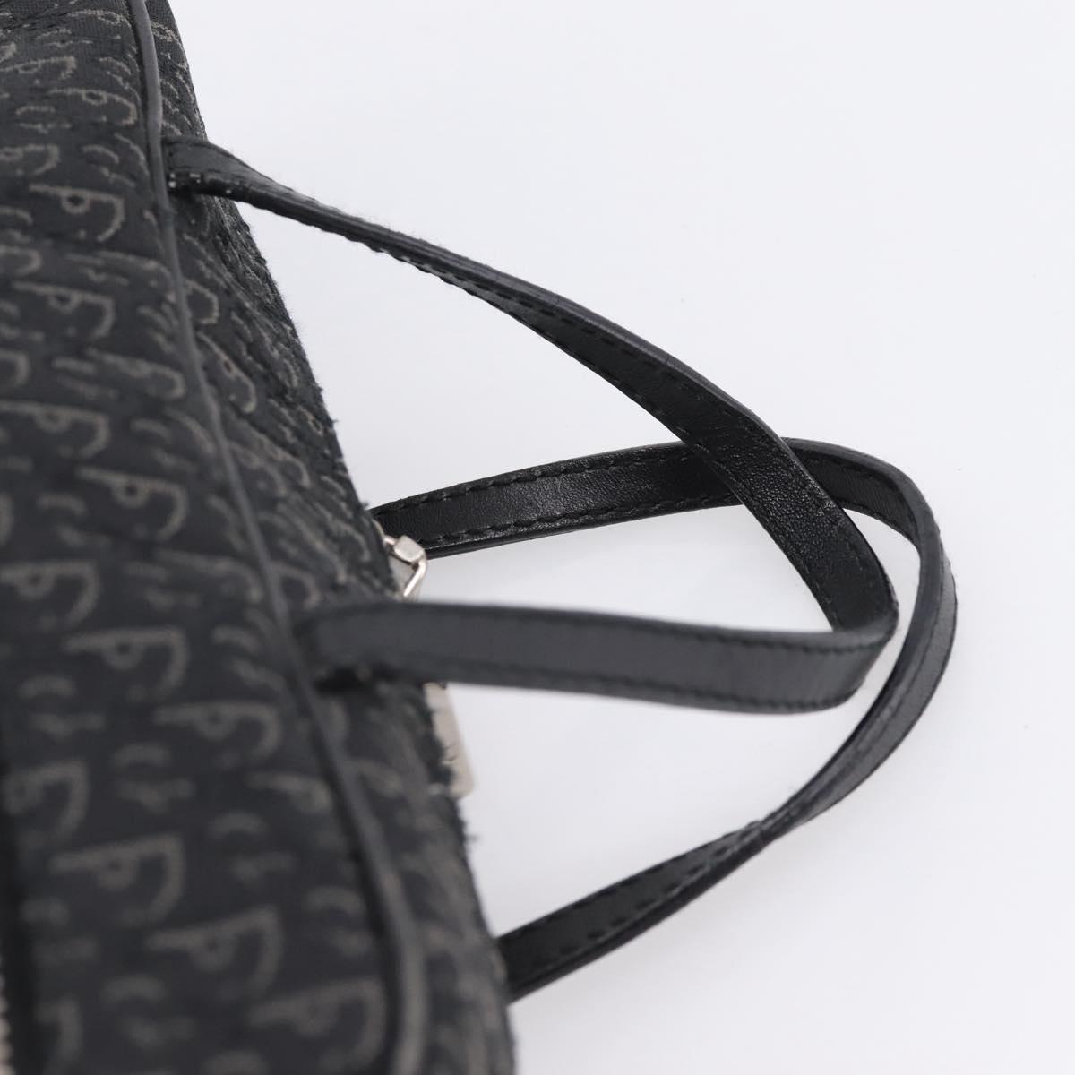 Christian Dior Trotter Canvas Hand Bag Black Silver Auth hk4206A