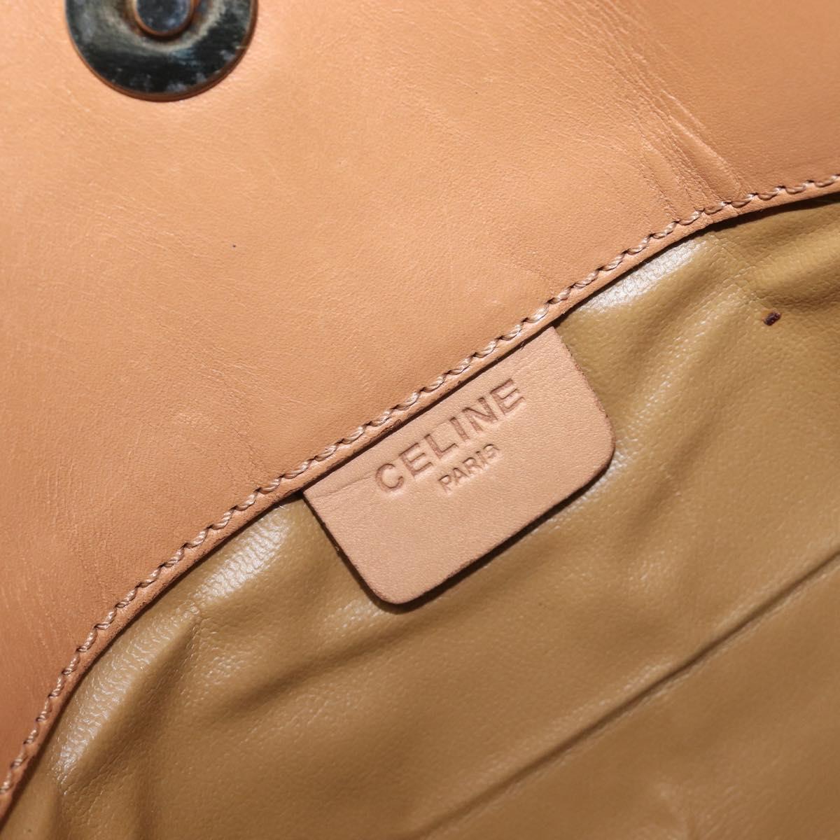 CELINE Macadam Canvas Clutch Bag PVC Leather Brown Gold Auth hk4208