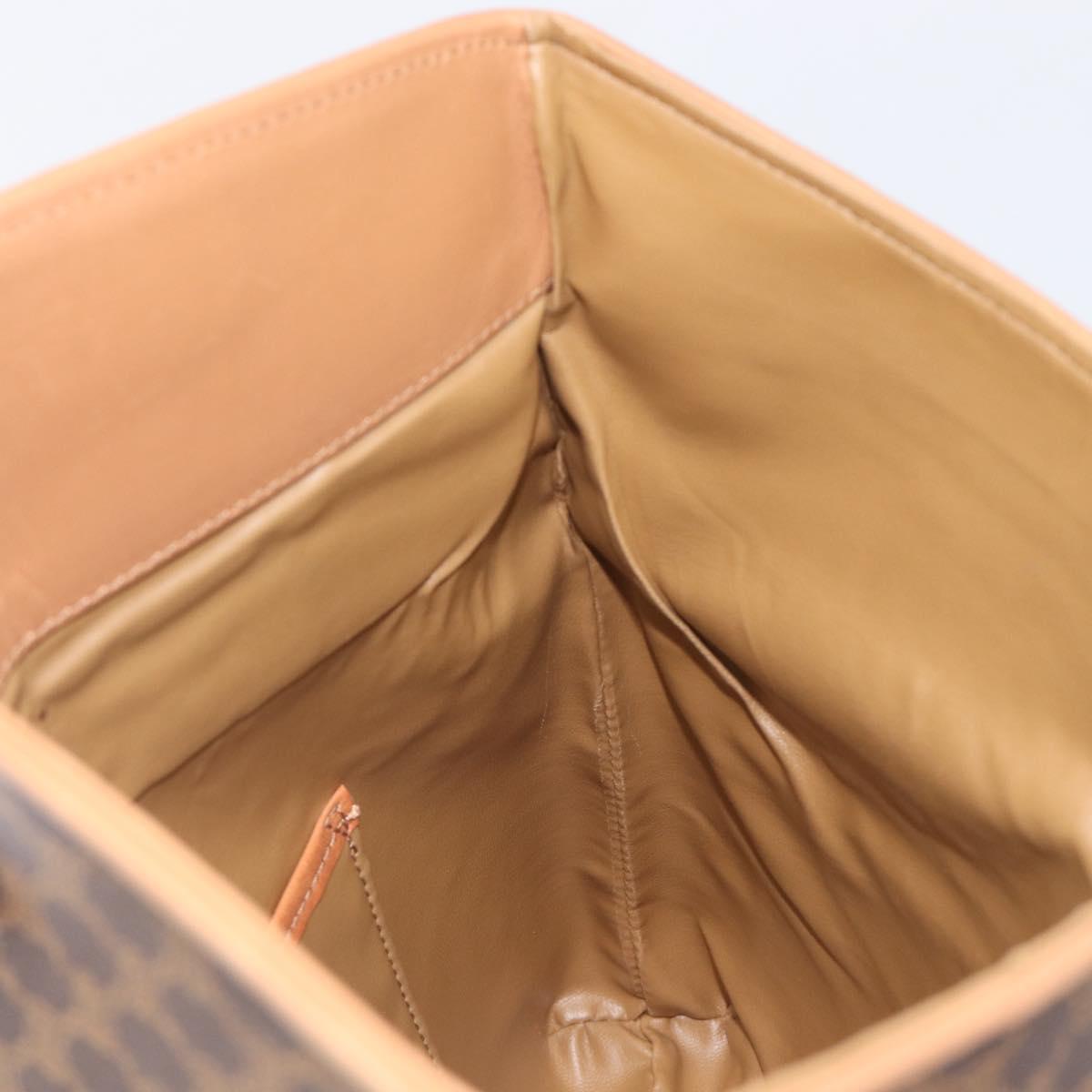 CELINE Macadam Canvas Clutch Bag PVC Leather Brown Gold Auth hk4208