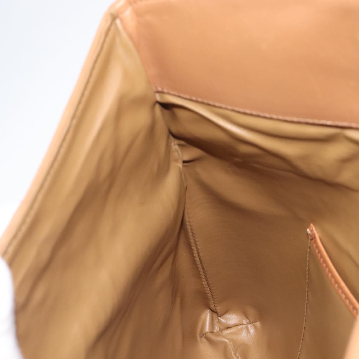 CELINE Macadam Canvas Clutch Bag PVC Leather Brown Gold Auth hk4208