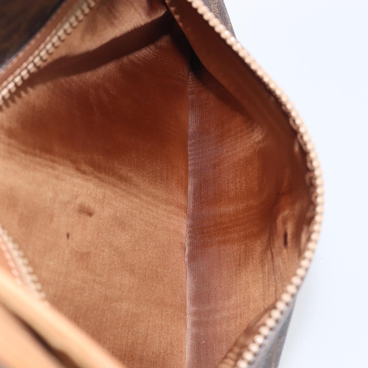 CELINE Macadam Canvas Clutch Bag PVC Leather Brown Gold Auth hk4208
