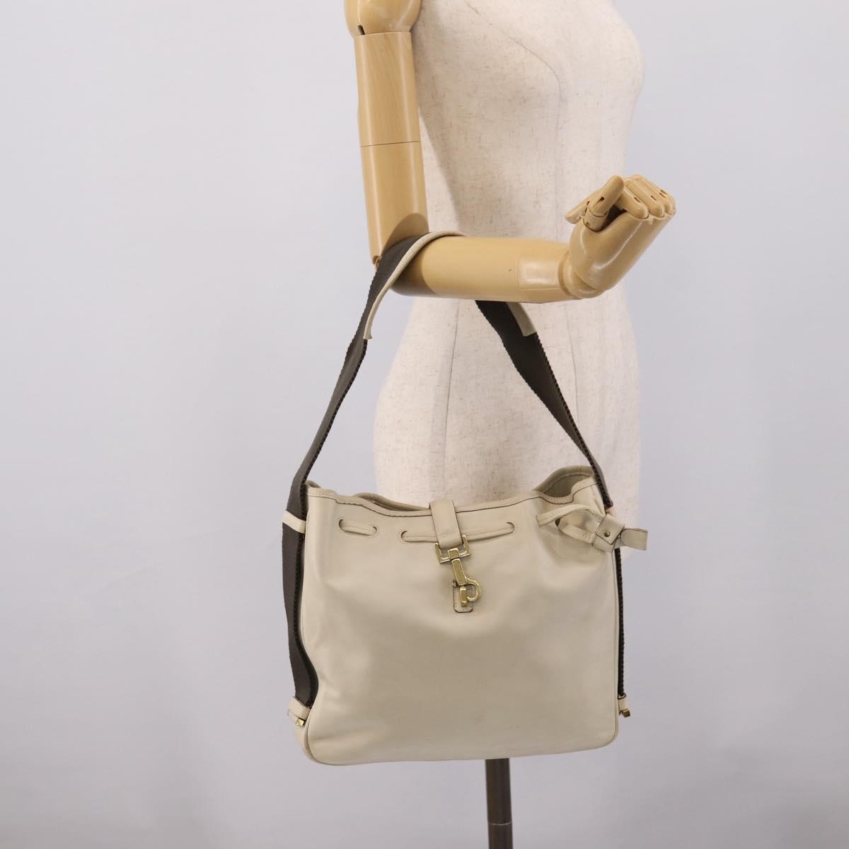 GUCCI Shoulder Bag Leather Beige Gold 92732 Auth hk4212
