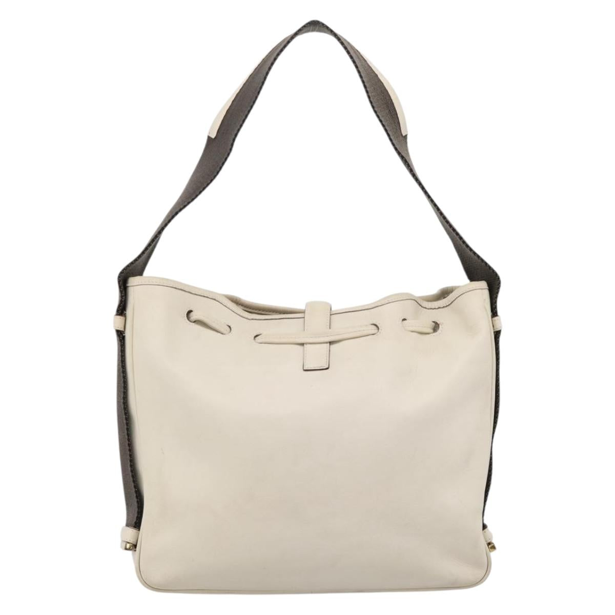 GUCCI Shoulder Bag Leather Beige Gold 92732 Auth hk4212