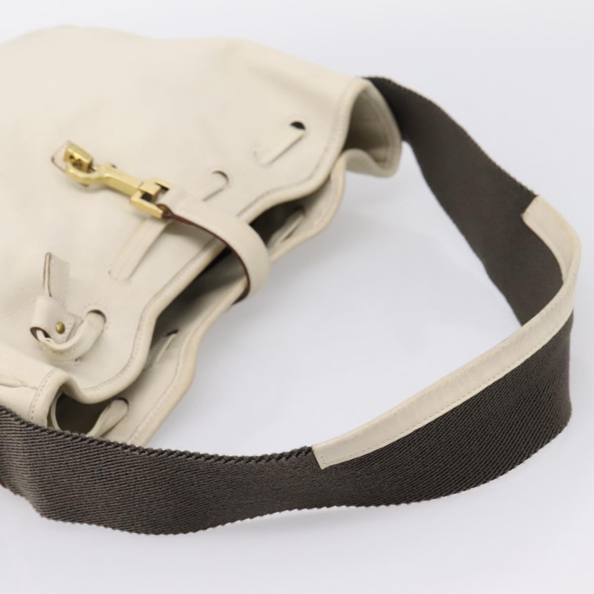 GUCCI Shoulder Bag Leather Beige Gold 92732 Auth hk4212