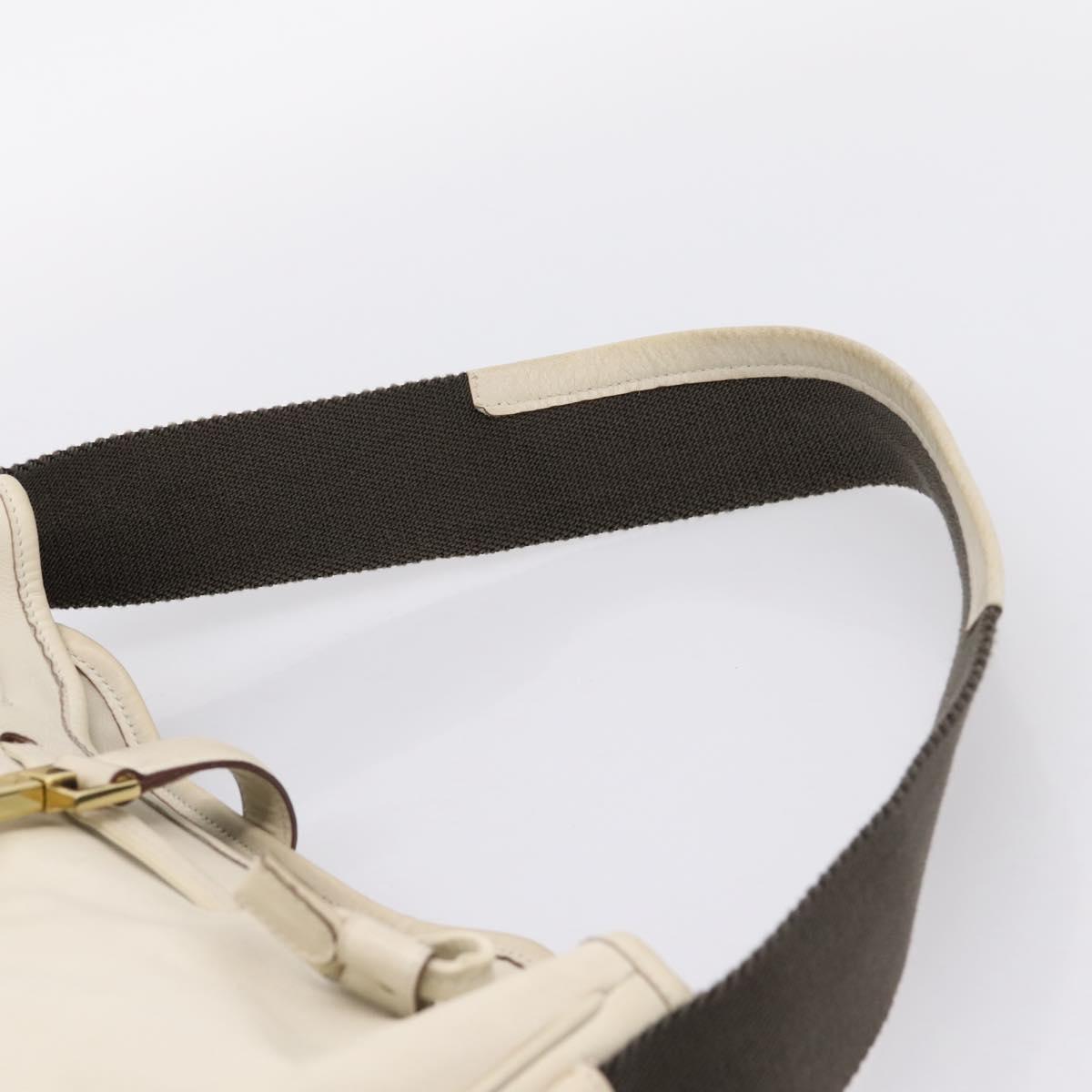 GUCCI Shoulder Bag Leather Beige Gold 92732 Auth hk4212
