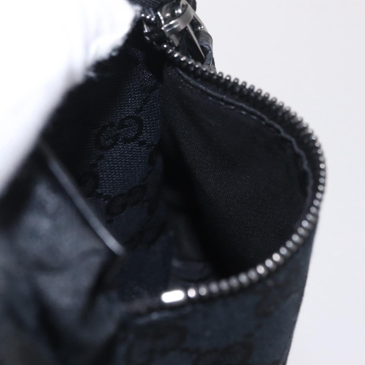 GUCCI GG Canvas Waist bag Black Silver 28566 Auth hk4213V