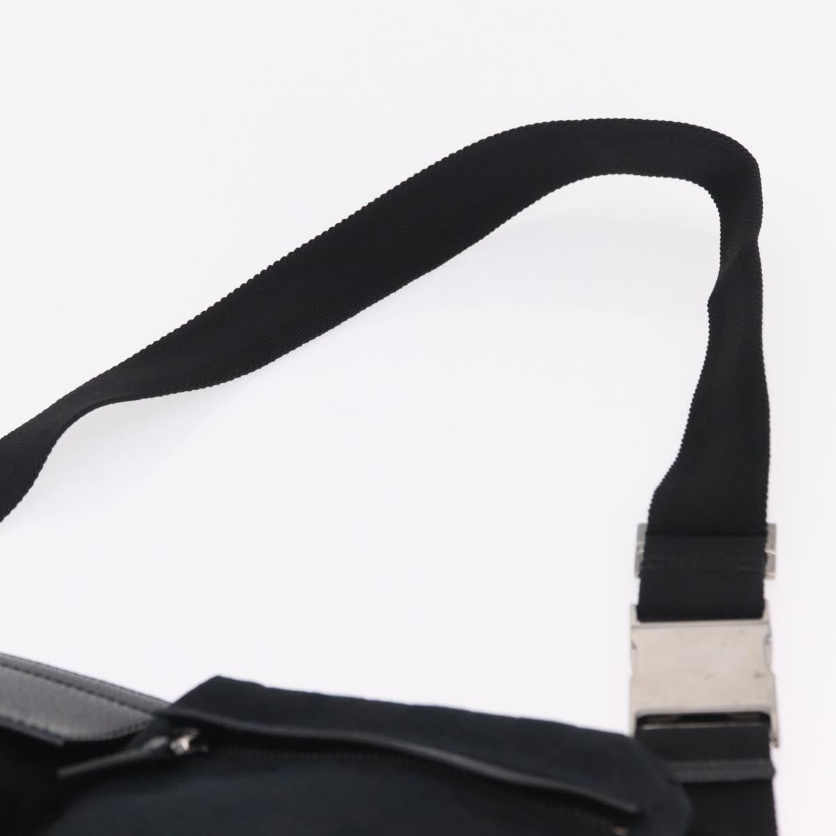 GUCCI GG Canvas Waist bag Black Silver 28566 Auth hk4213V