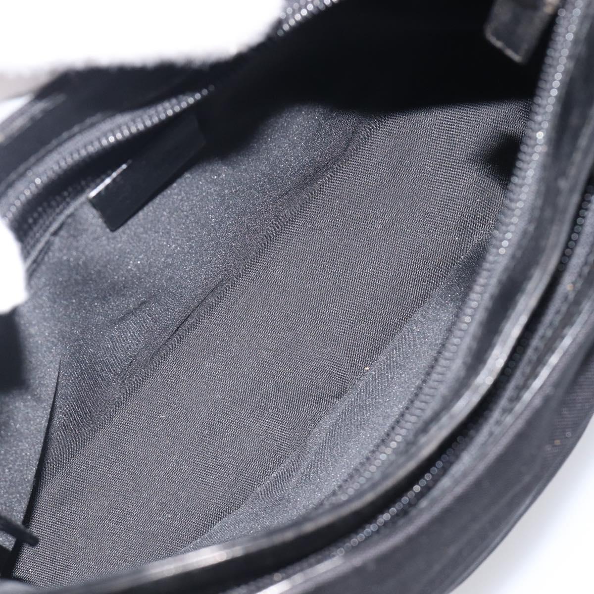 GUCCI Hand Bag Nylon Outlet Black Silver Auth hk4214