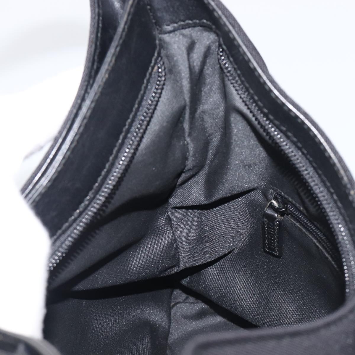GUCCI Hand Bag Nylon Outlet Black Silver Auth hk4214