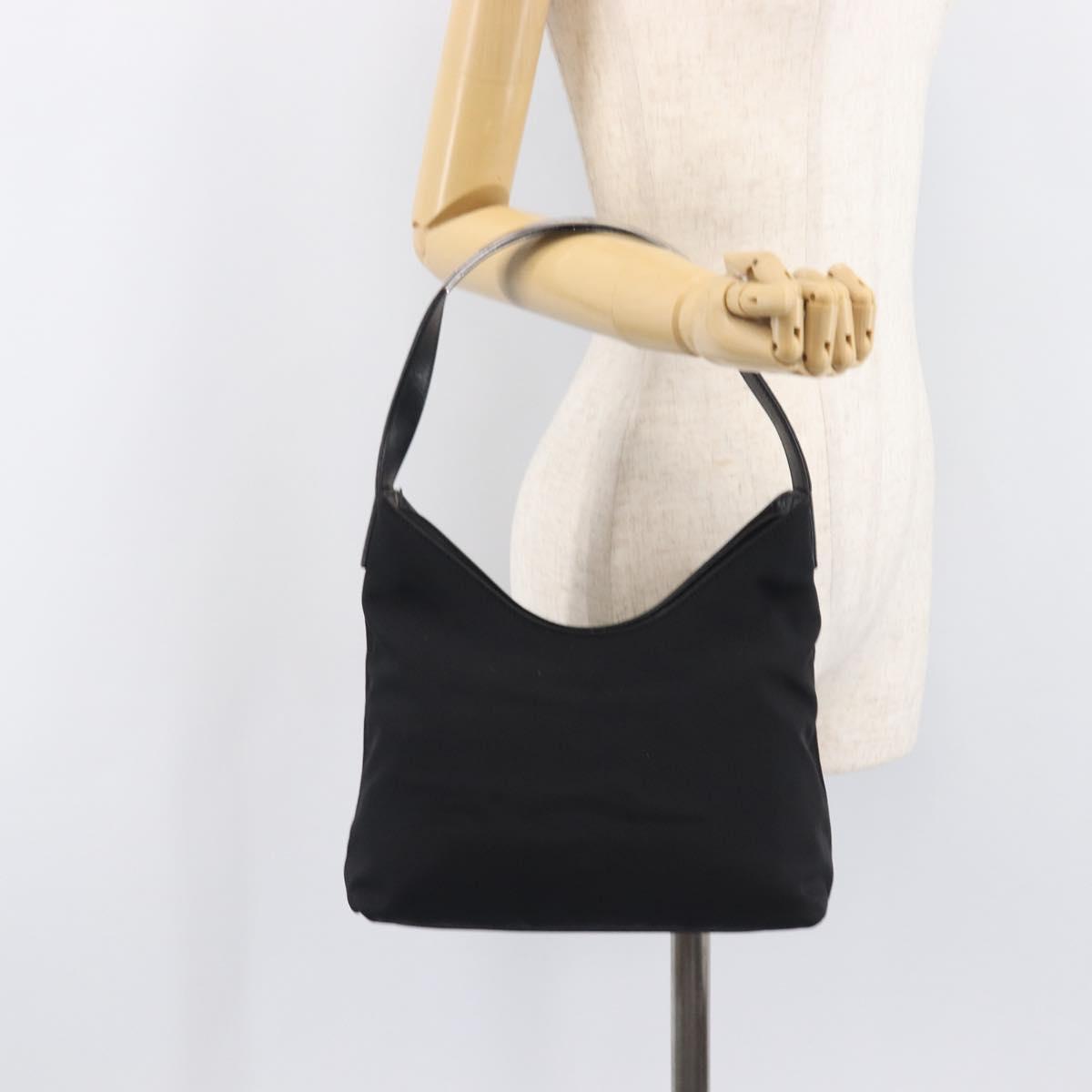 GUCCI Hand Bag Nylon Outlet Black Silver Auth hk4214