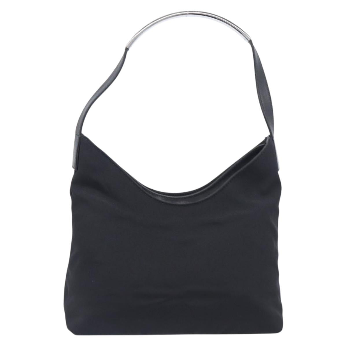 GUCCI Hand Bag Nylon Outlet Black Silver Auth hk4214