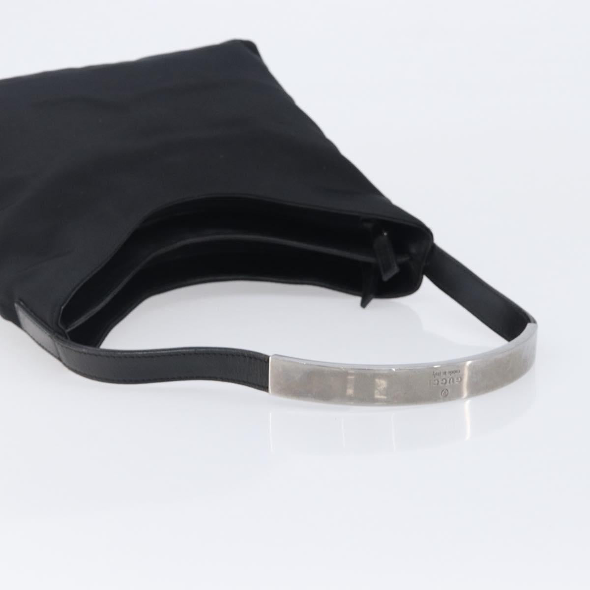 GUCCI Hand Bag Nylon Outlet Black Silver Auth hk4214