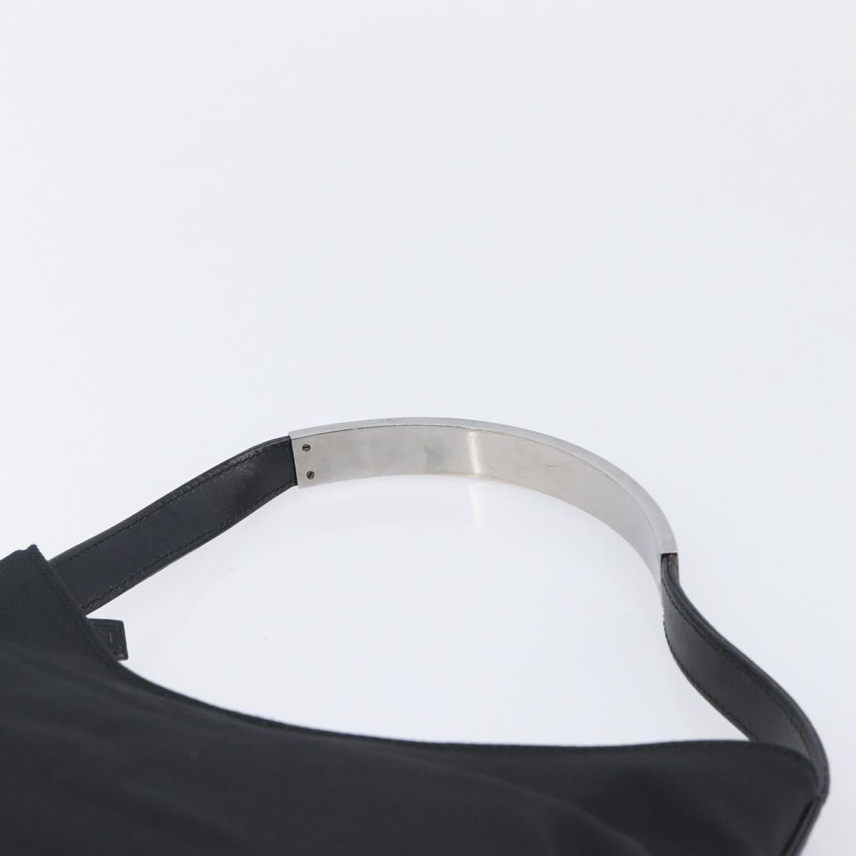 GUCCI Hand Bag Nylon Outlet Black Silver Auth hk4214