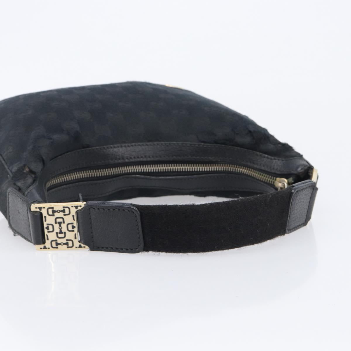 GUCCI GG Canvas Hand Bag Black Gold 145811 Auth hk4216