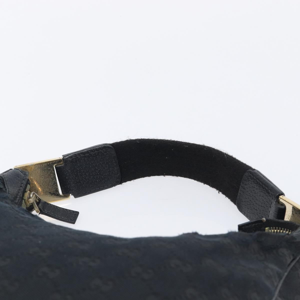 GUCCI GG Canvas Hand Bag Black Gold 145811 Auth hk4216