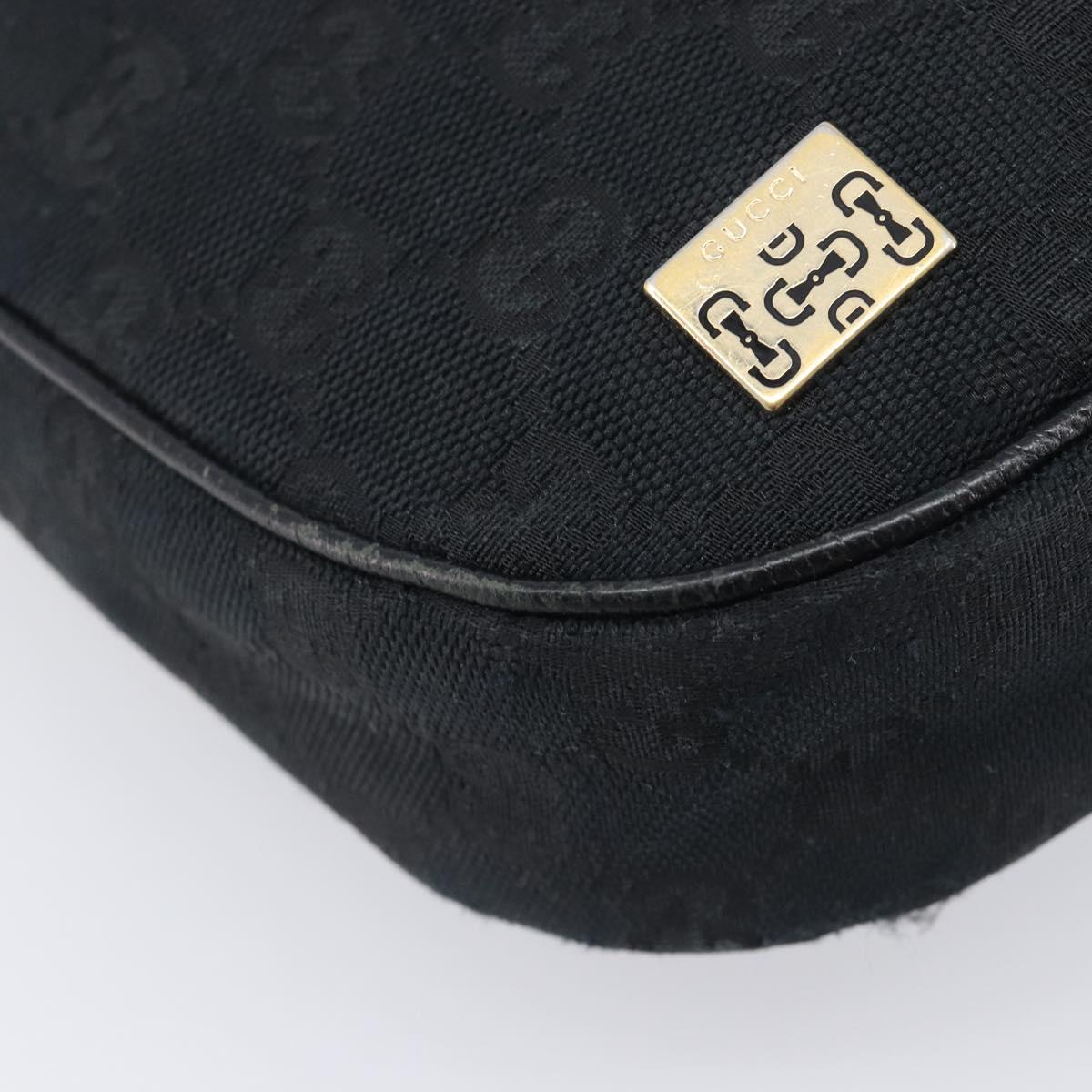GUCCI GG Canvas Hand Bag Black Gold 145811 Auth hk4216