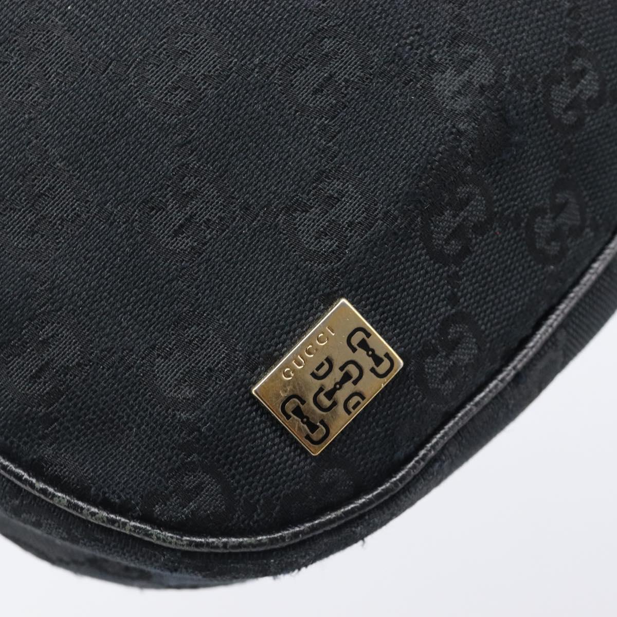 GUCCI GG Canvas Hand Bag Black Gold 145811 Auth hk4216