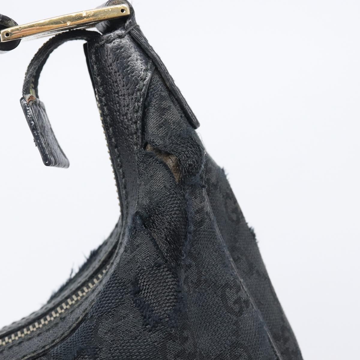 GUCCI GG Canvas Hand Bag Black Gold 145811 Auth hk4216
