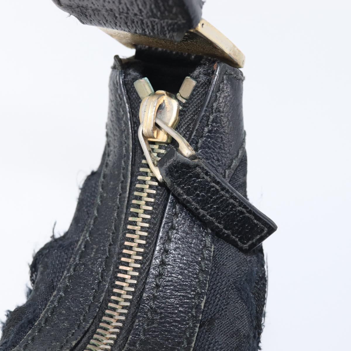 GUCCI GG Canvas Hand Bag Black Gold 145811 Auth hk4216