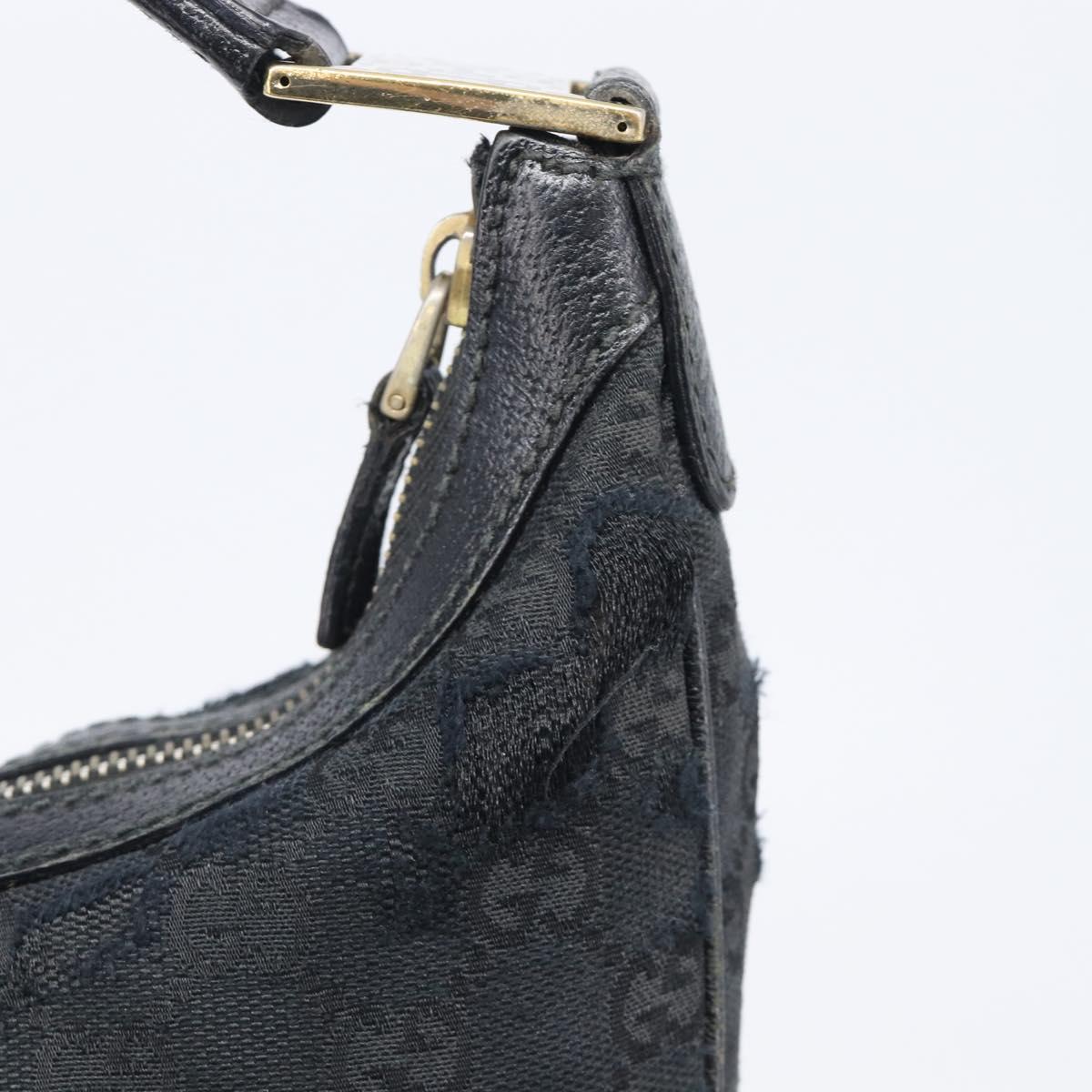 GUCCI GG Canvas Hand Bag Black Gold 145811 Auth hk4216