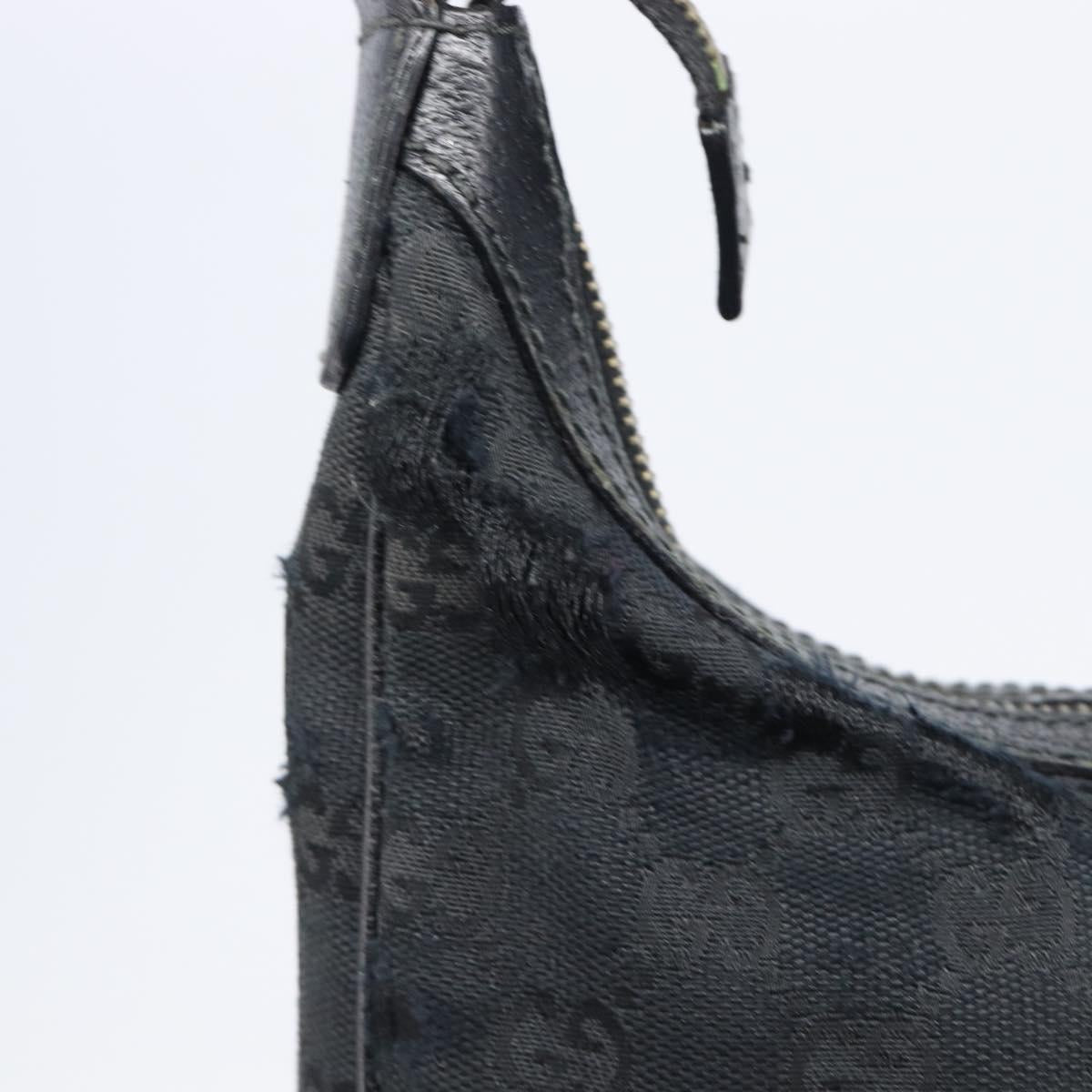 GUCCI GG Canvas Hand Bag Black Gold 145811 Auth hk4216