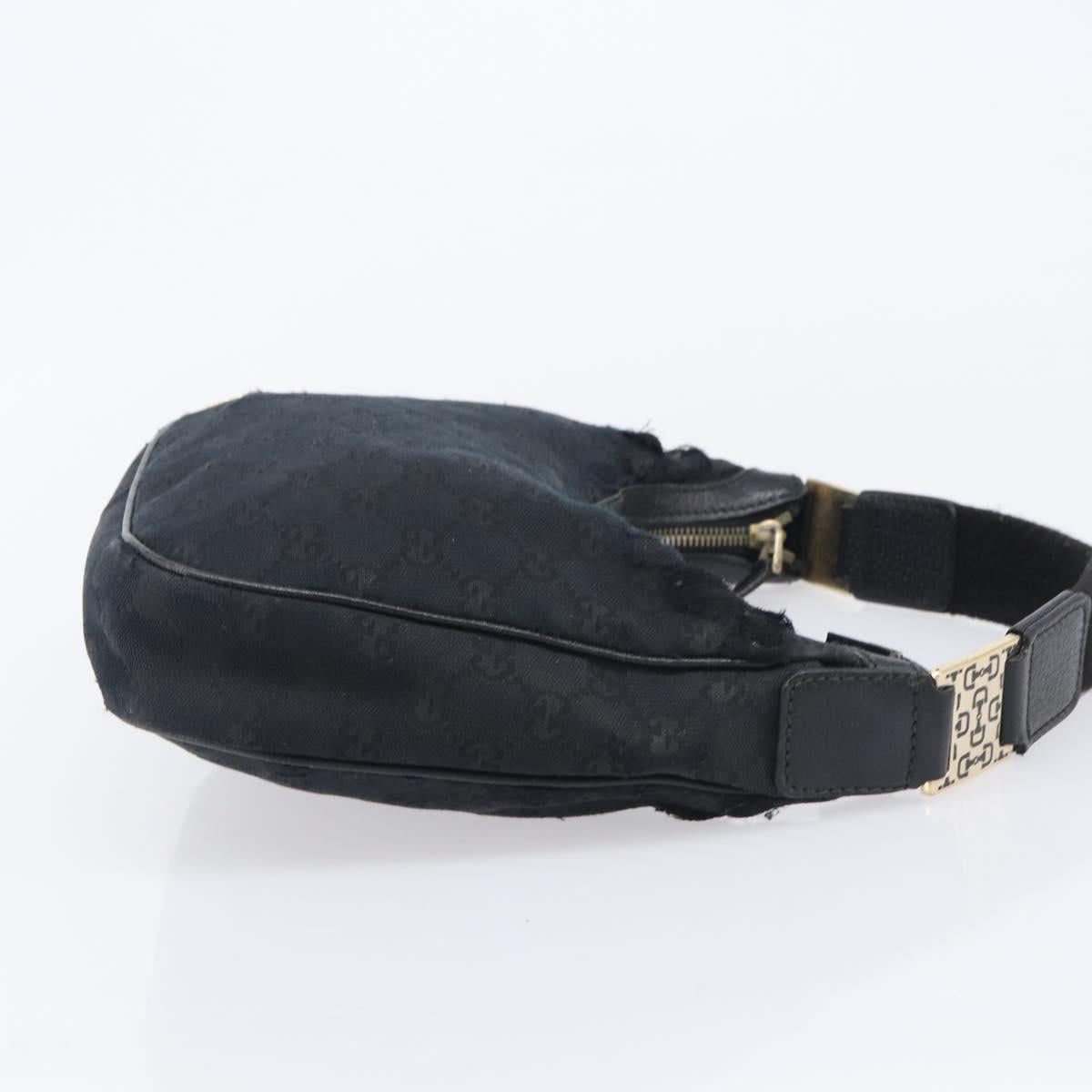 GUCCI GG Canvas Hand Bag Black Gold 145811 Auth hk4216