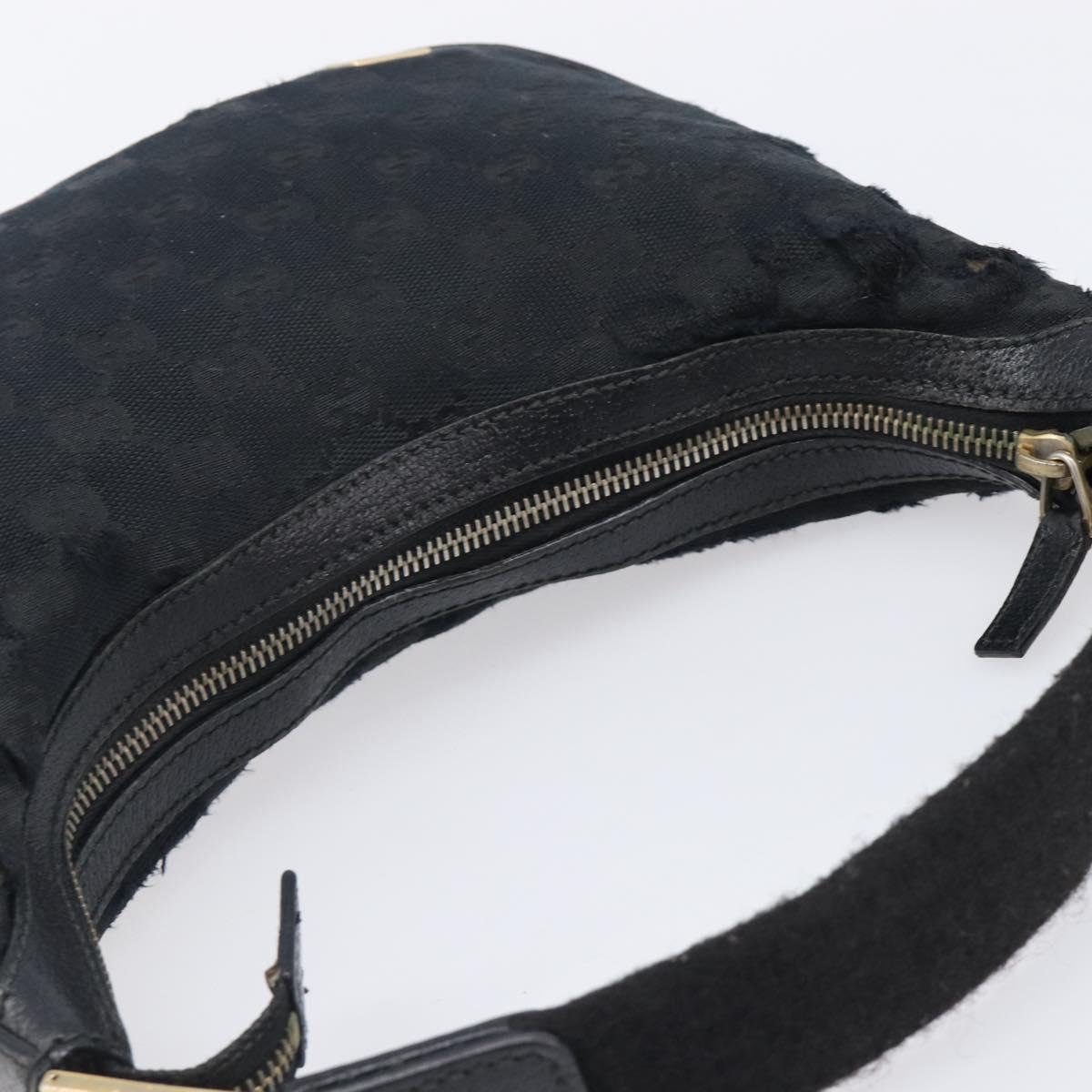 GUCCI GG Canvas Hand Bag Black Gold 145811 Auth hk4216