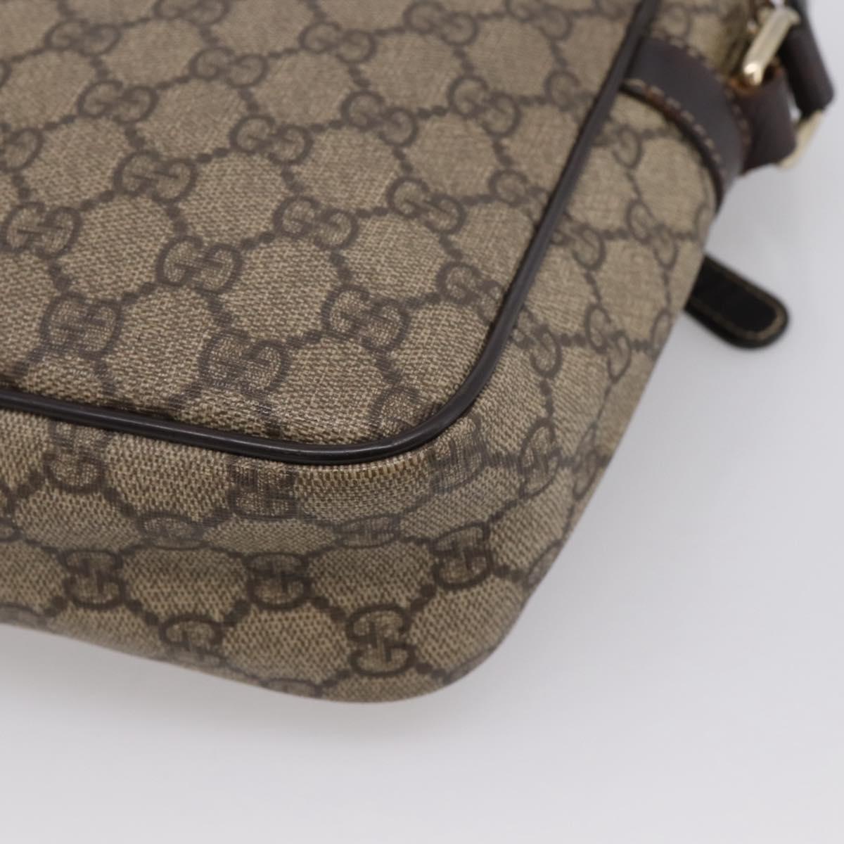 GUCCI GG Supreme Shoulder Bag PVC Beige Gold 233268 Auth hk4217