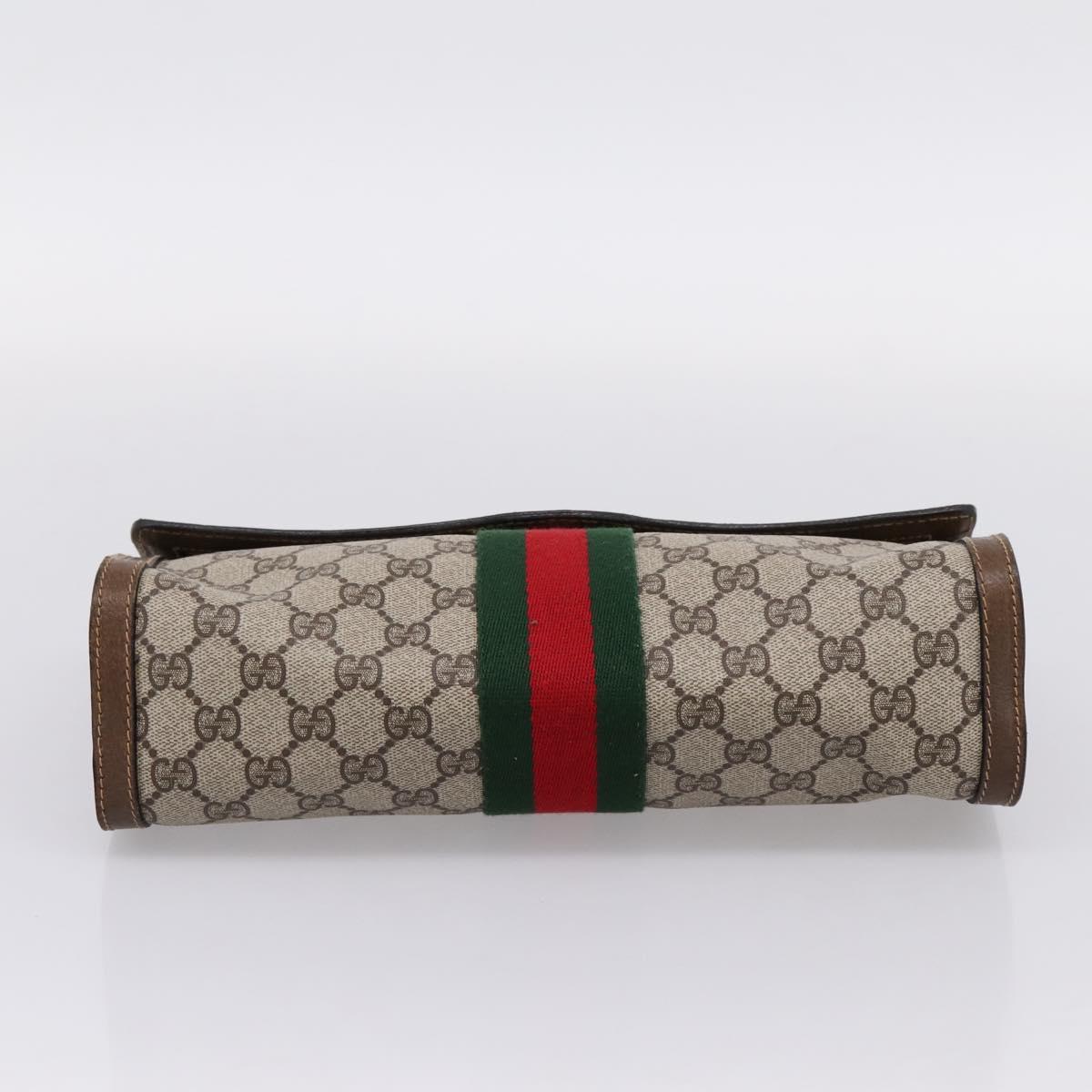 GUCCI GG Supreme Web Sherry Line Bag PVC Beige Red 41 014 3087 30 Auth hk4218