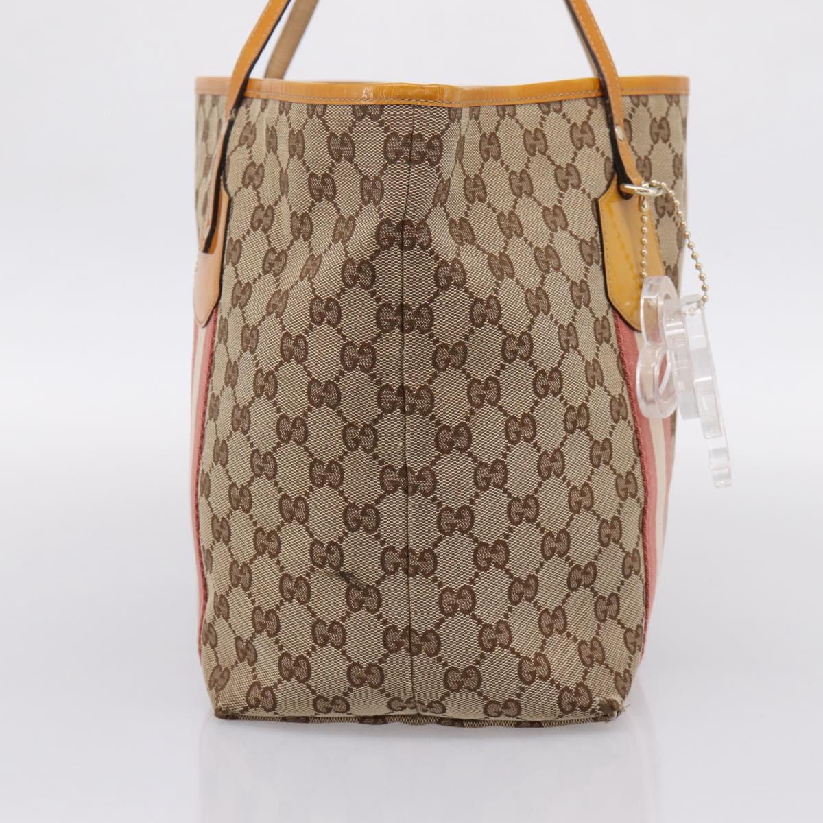GUCCI GG Canvas Tote Bag Beige Gold 211976 Auth hk4219