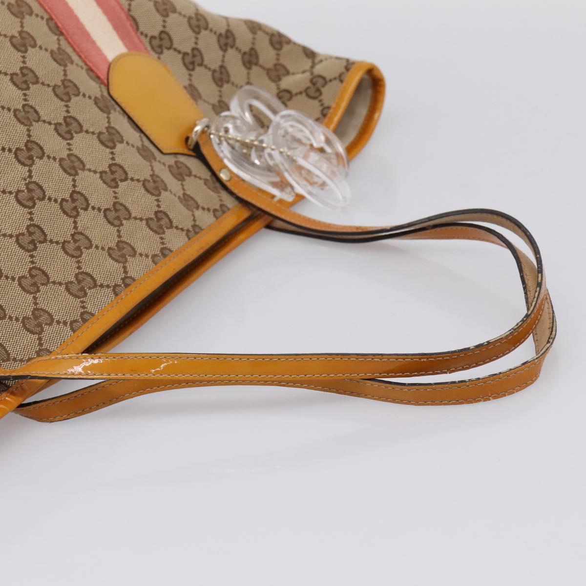 GUCCI GG Canvas Tote Bag Beige Gold 211976 Auth hk4219