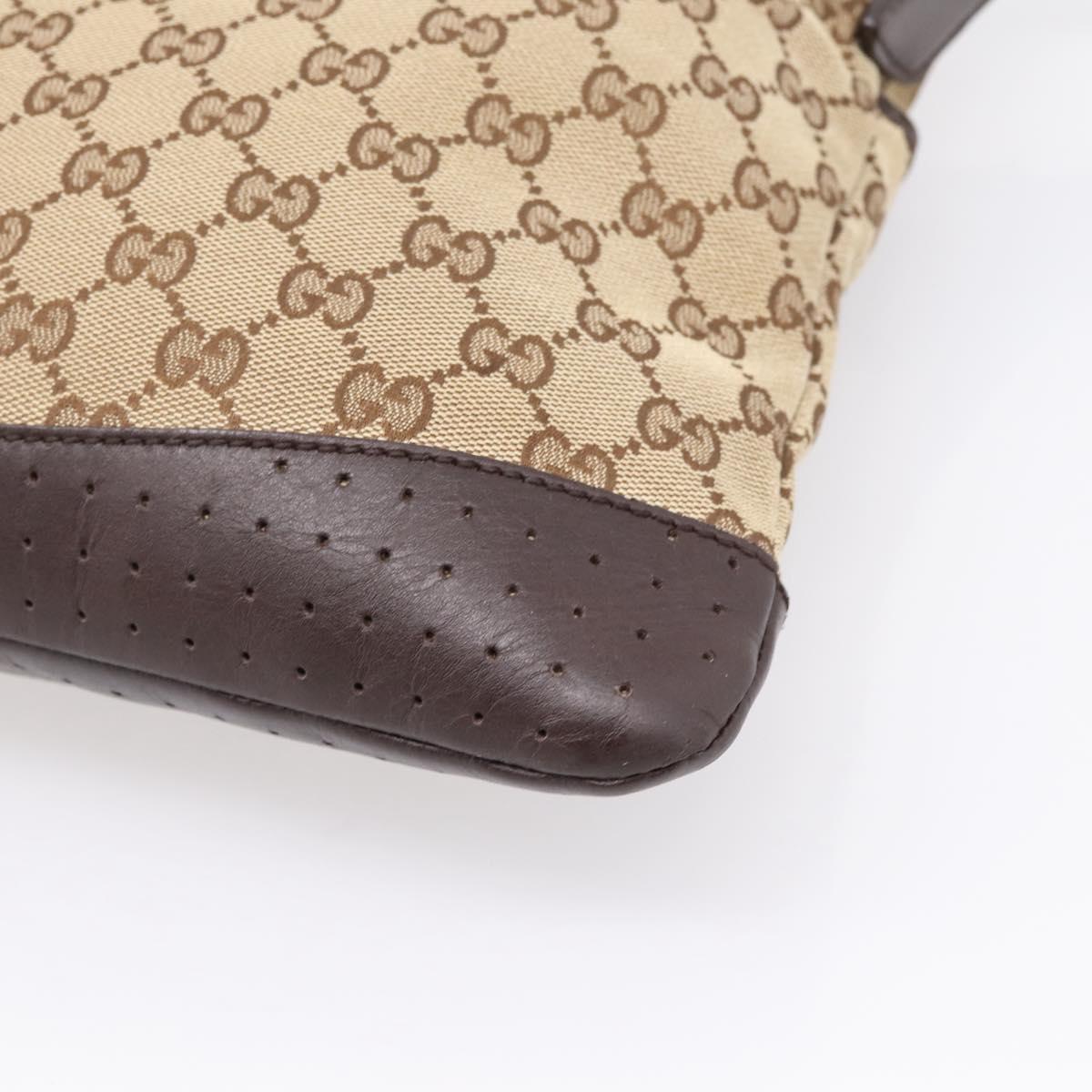 GUCCI GG Canvas Shoulder Bag Beige Silver 145857 Auth hk4220