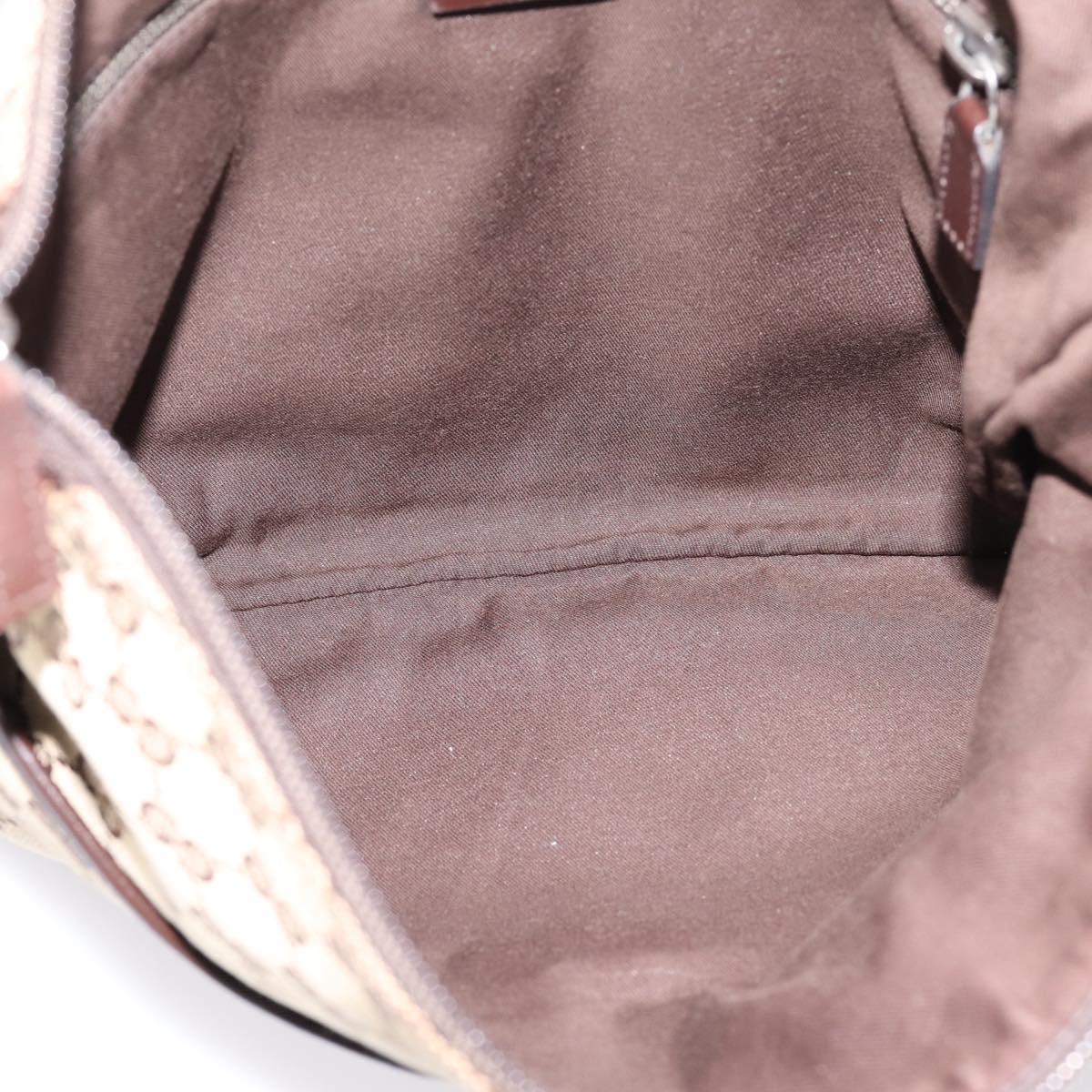 GUCCI GG Canvas Shoulder Bag Beige Silver 145857 Auth hk4220