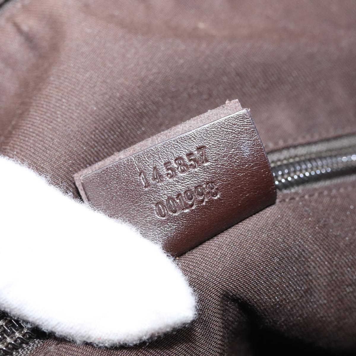 GUCCI GG Canvas Shoulder Bag Beige Silver 145857 Auth hk4220