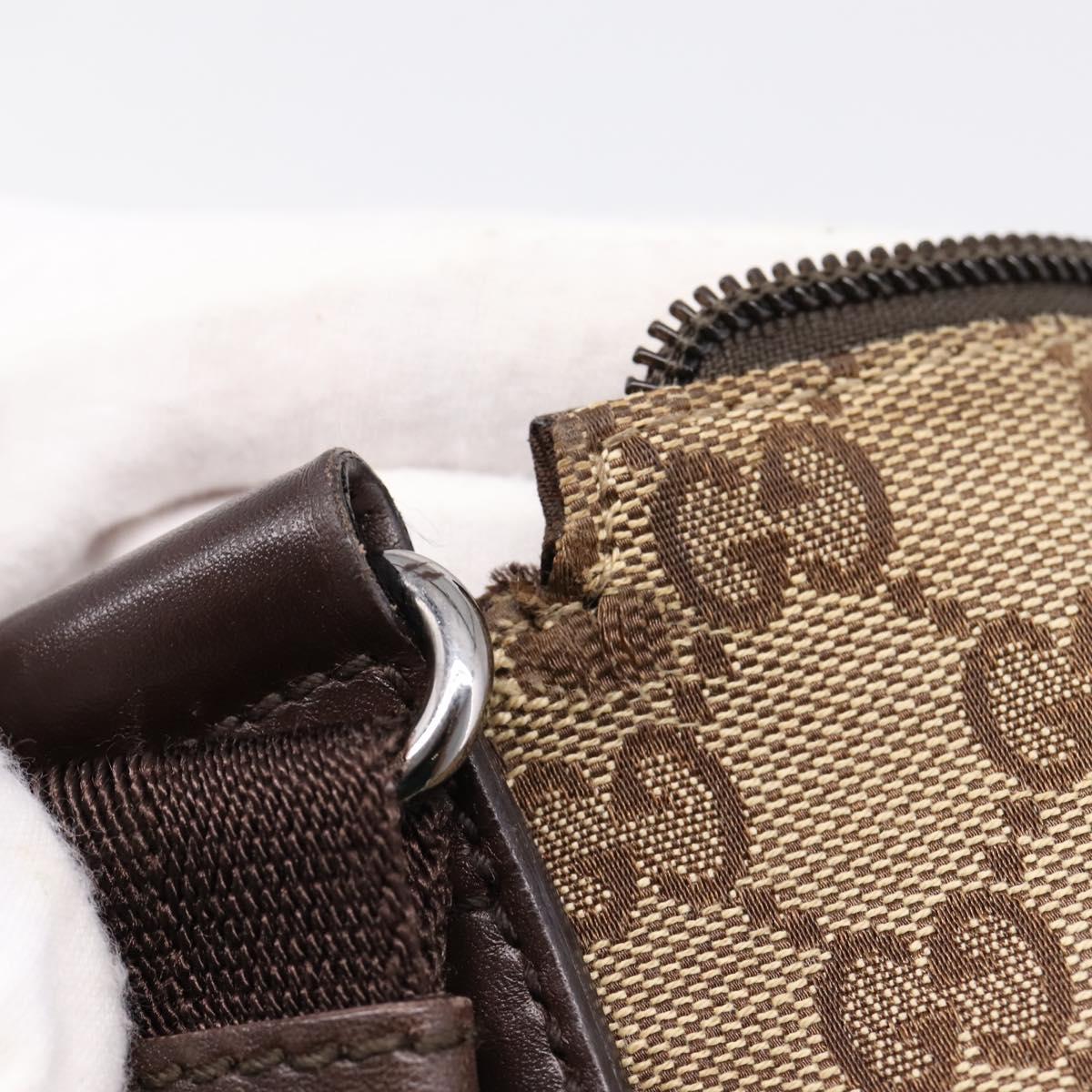GUCCI GG Canvas Shoulder Bag Beige Silver 145857 Auth hk4220