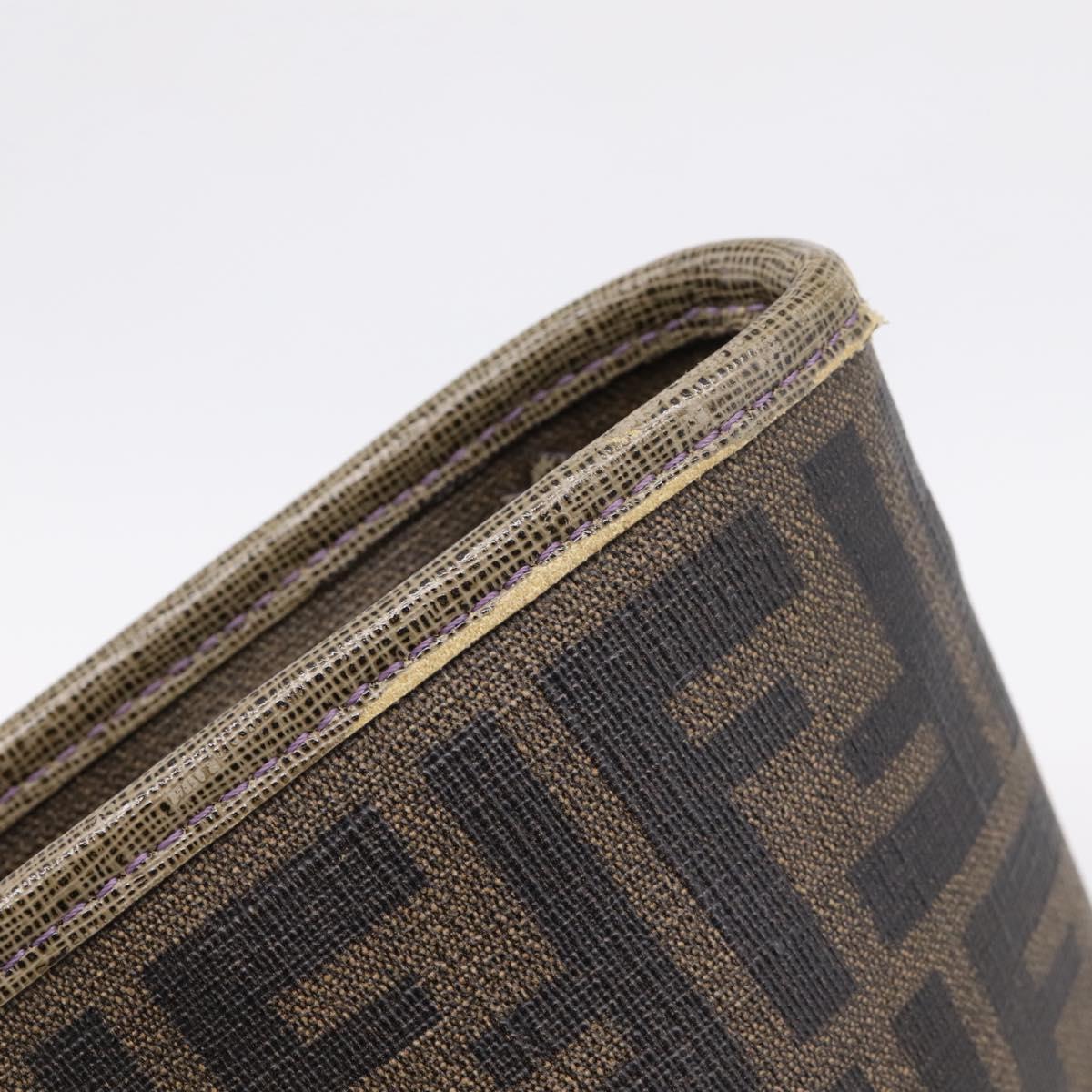 FENDI Zucca Canvas Tote Bag PVC Black Brown 8BH185 Auth hk4222A