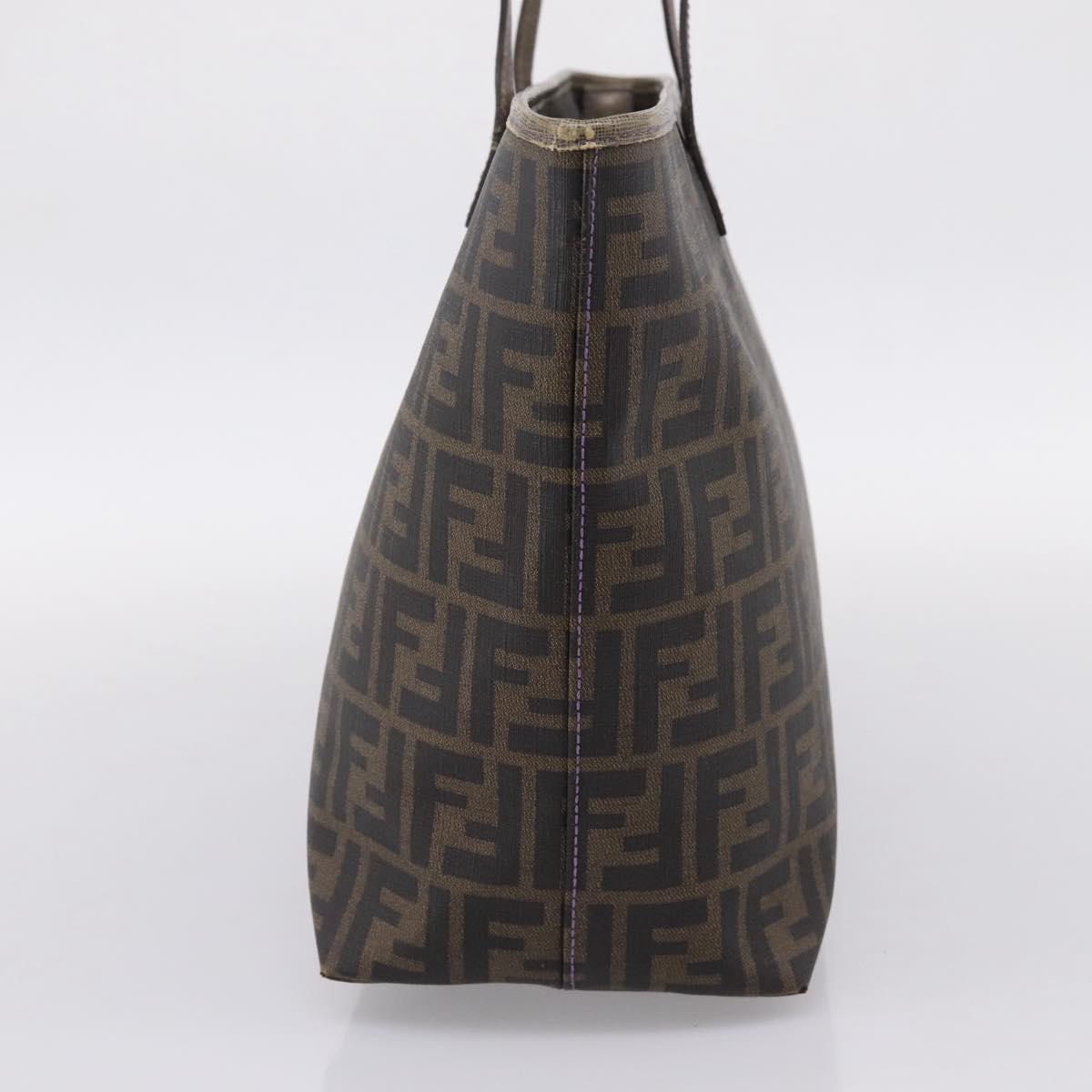 FENDI Zucca Canvas Tote Bag PVC Black Brown 8BH185 Auth hk4222A