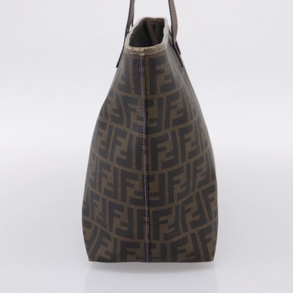 FENDI Zucca Canvas Tote Bag PVC Black Brown 8BH185 Auth hk4222A