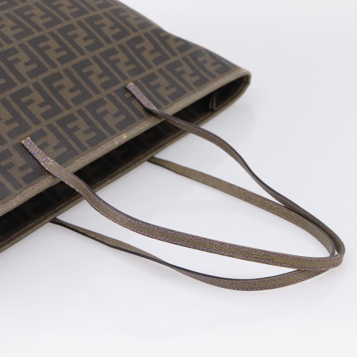 FENDI Zucca Canvas Tote Bag PVC Black Brown 8BH185 Auth hk4222A