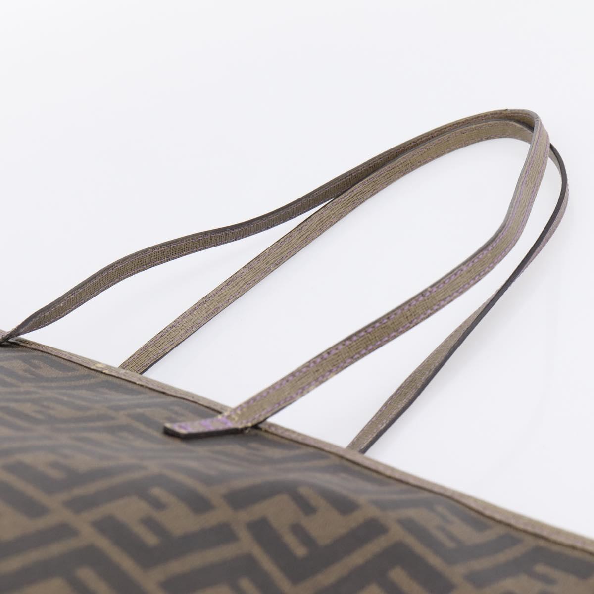 FENDI Zucca Canvas Tote Bag PVC Black Brown 8BH185 Auth hk4222A