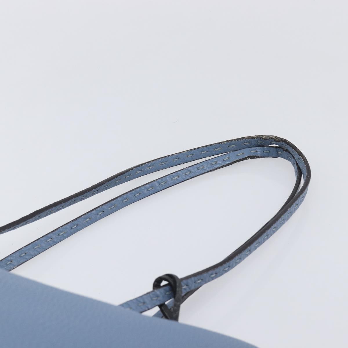 FENDI Celeria Tote Bag Leather Light Blue Silver Auth hk4224