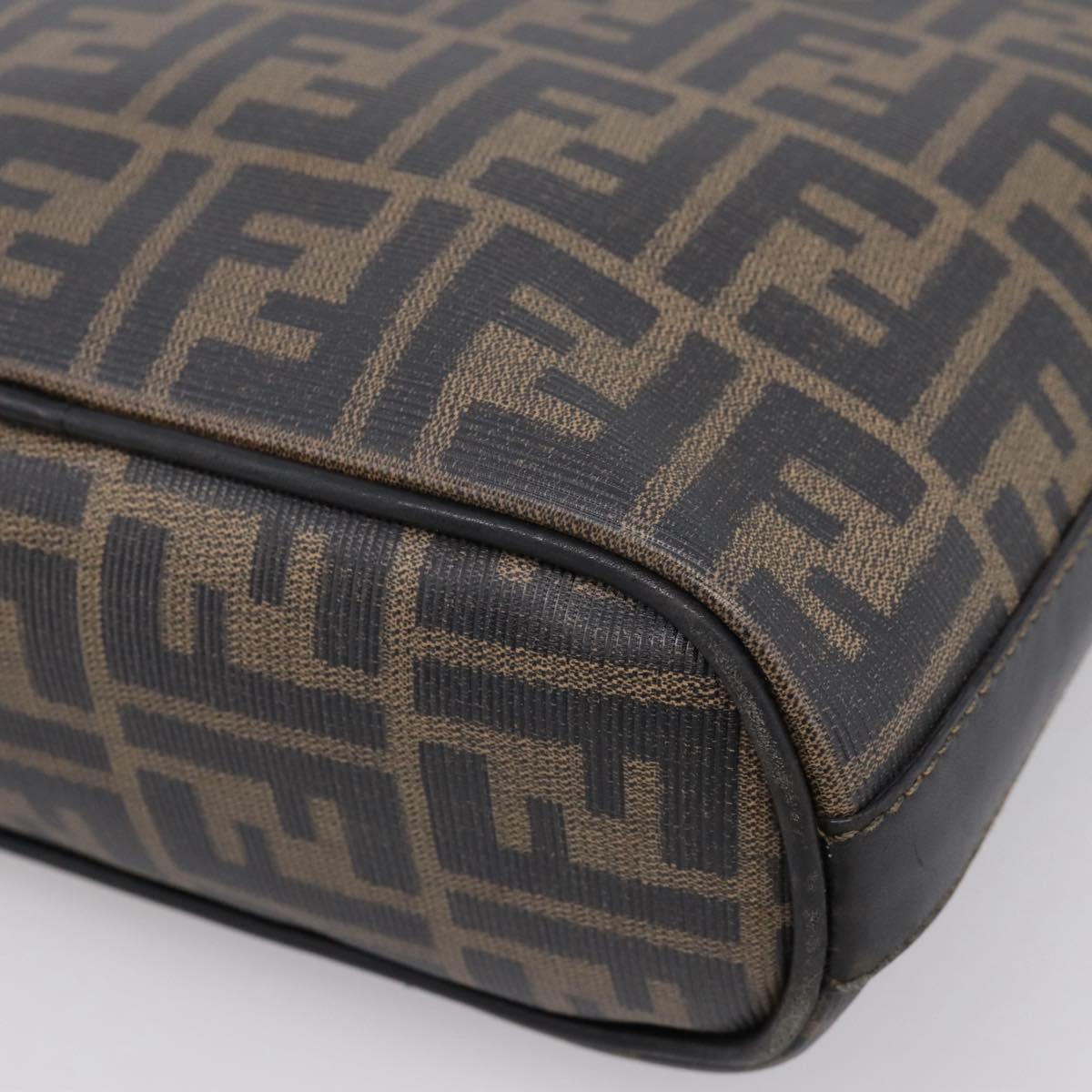 FENDI Zucca Canvas Shoulder Bag PVC Brown Black Auth hk4225