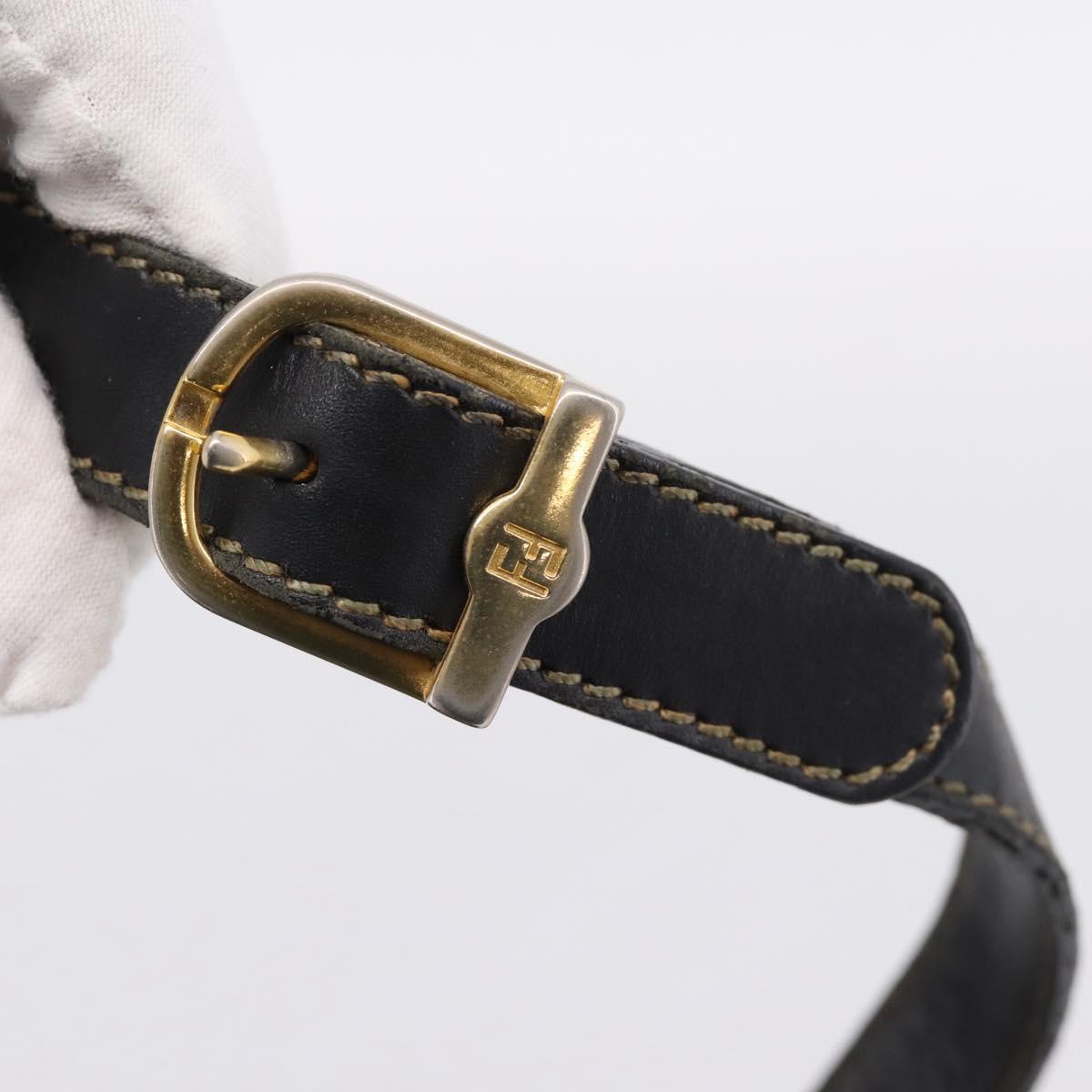 FENDI Zucca Canvas Shoulder Bag PVC Brown Black Auth hk4225