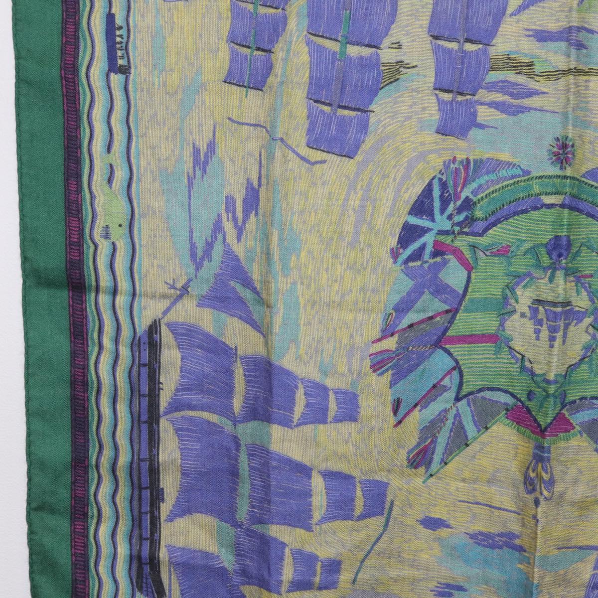 HERMES Carre 90 Scarf ""HENRY F SMITH SAILOR"" Cashmere Green Auth hk4233