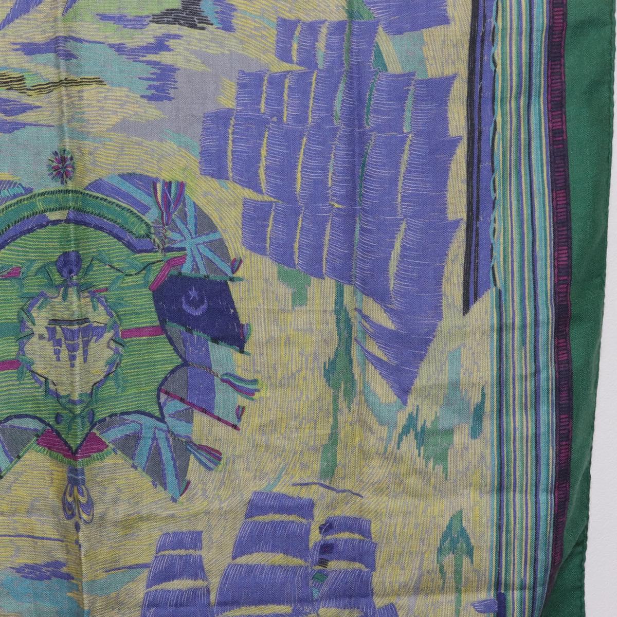 HERMES Carre 90 Scarf ""HENRY F SMITH SAILOR"" Cashmere Green Auth hk4233