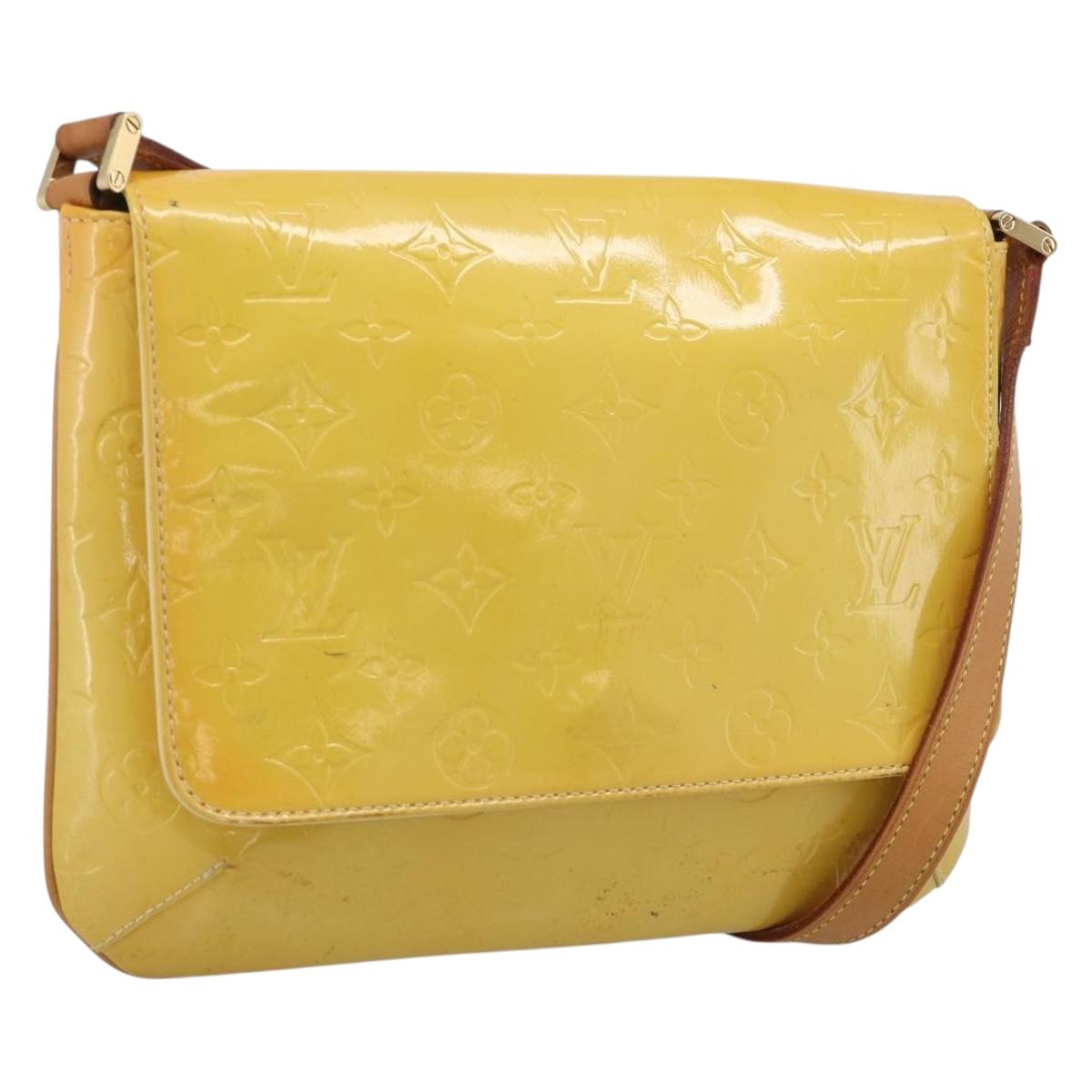 LOUIS VUITTON Vernis Thompson Street Bag Lime Yellow M91071 LV Auth hk4251