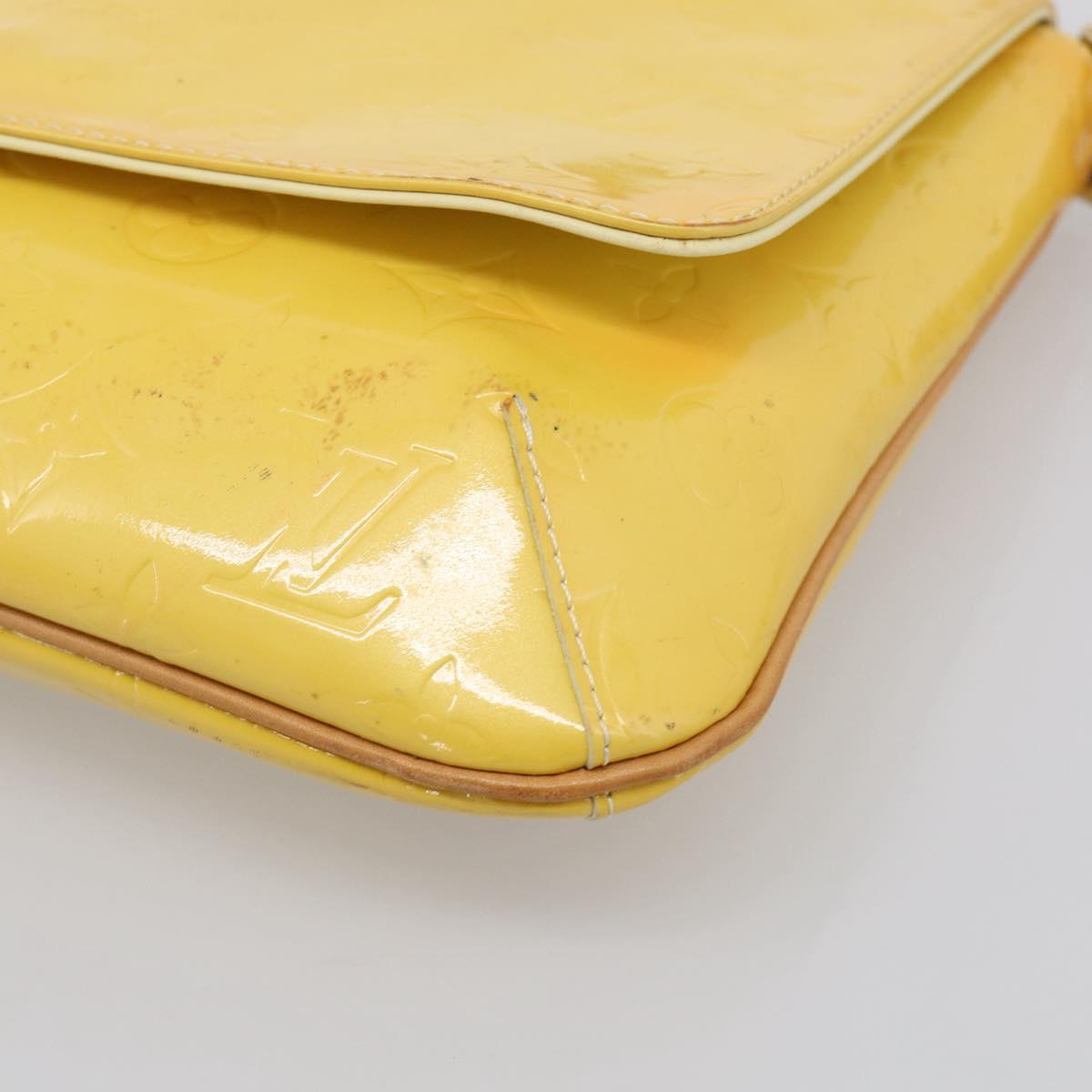 LOUIS VUITTON Vernis Thompson Street Bag Lime Yellow M91071 LV Auth hk4251