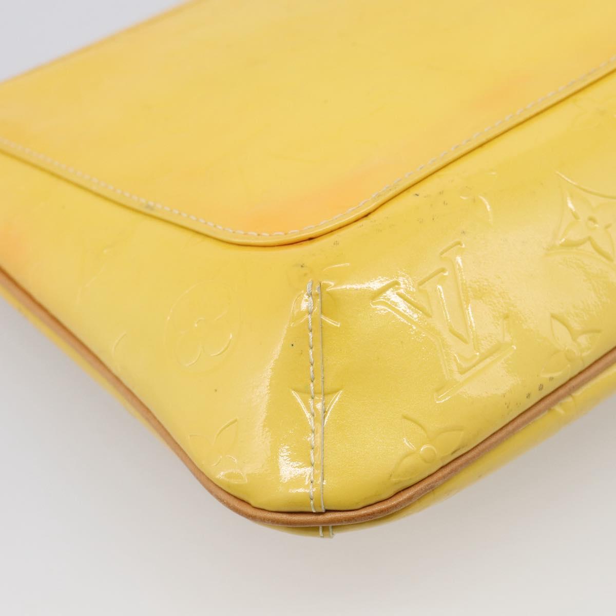 LOUIS VUITTON Vernis Thompson Street Bag Lime Yellow M91071 LV Auth hk4251