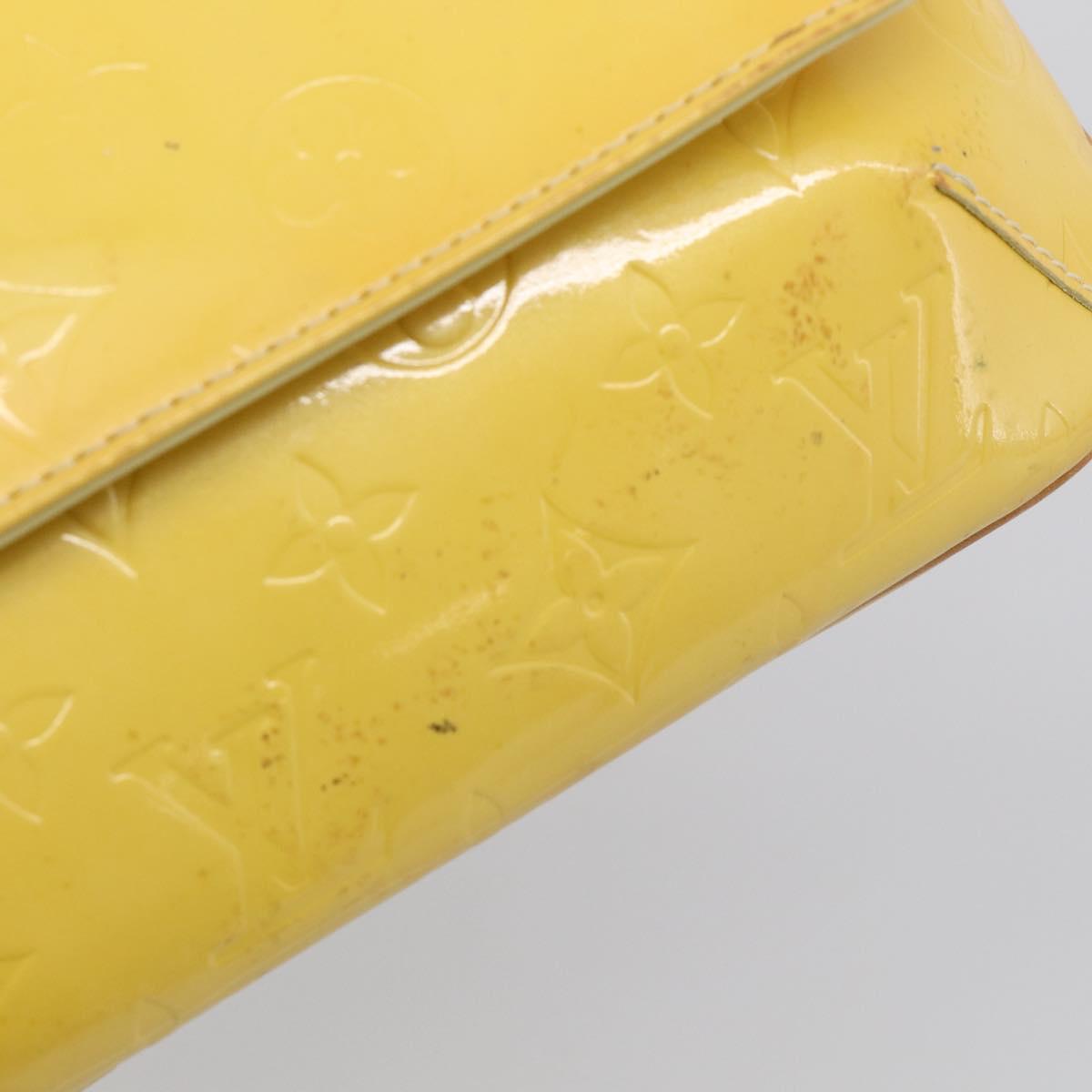 LOUIS VUITTON Vernis Thompson Street Bag Lime Yellow M91071 LV Auth hk4251